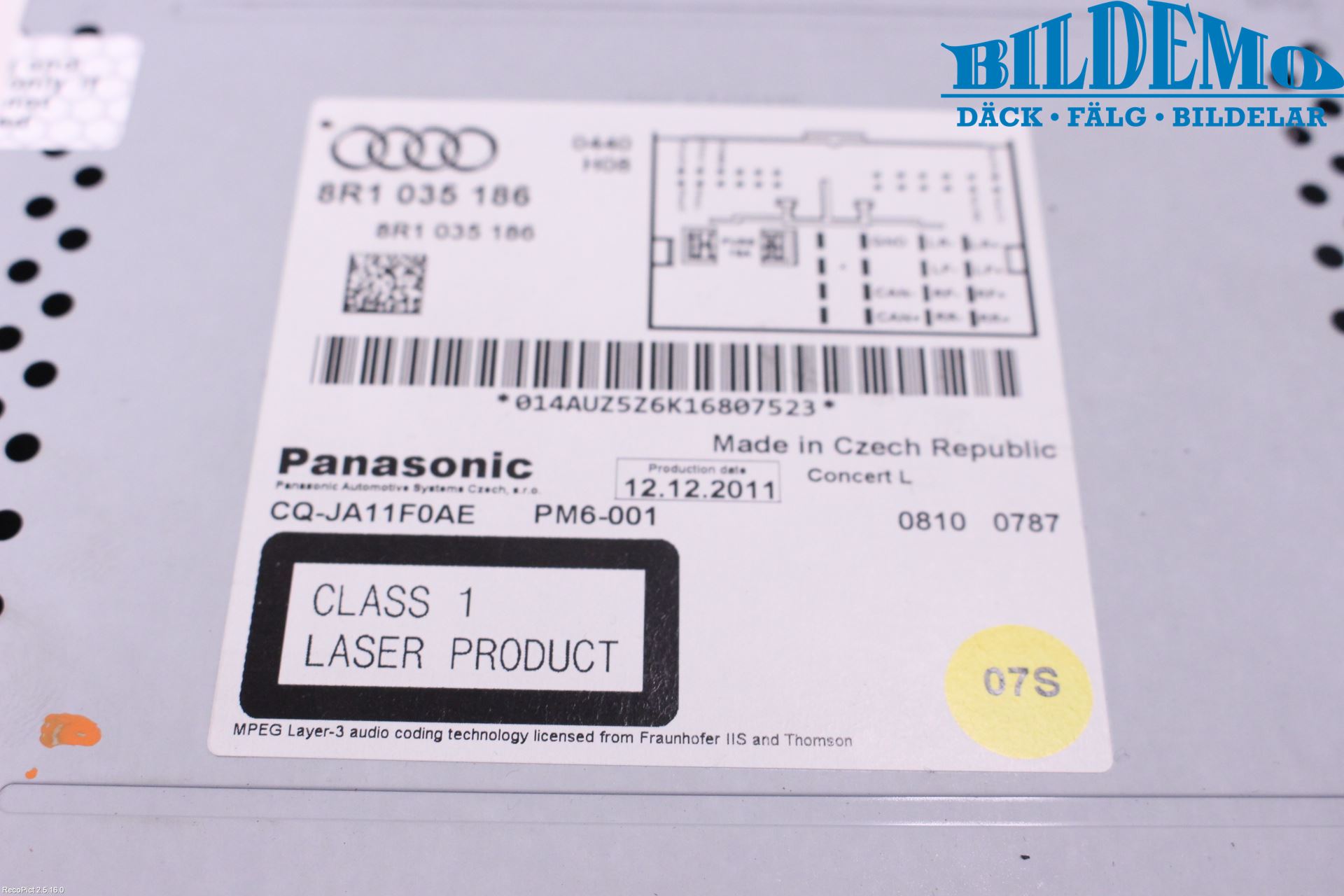 Audi A5 07-16 Stereo Radio Med Cd