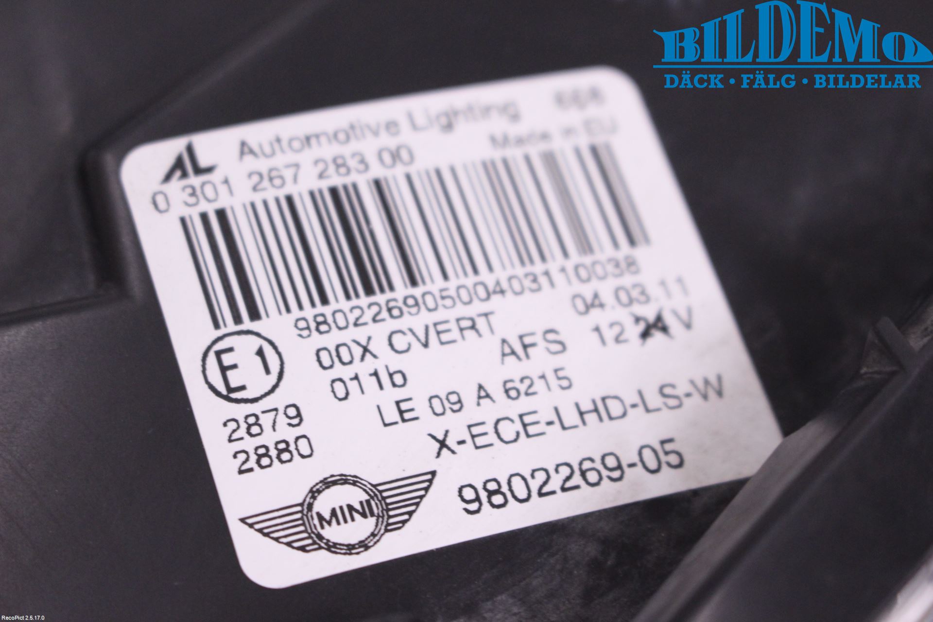 Mini COUNTRYMAN R60 11-16 Frontlykt Venstre