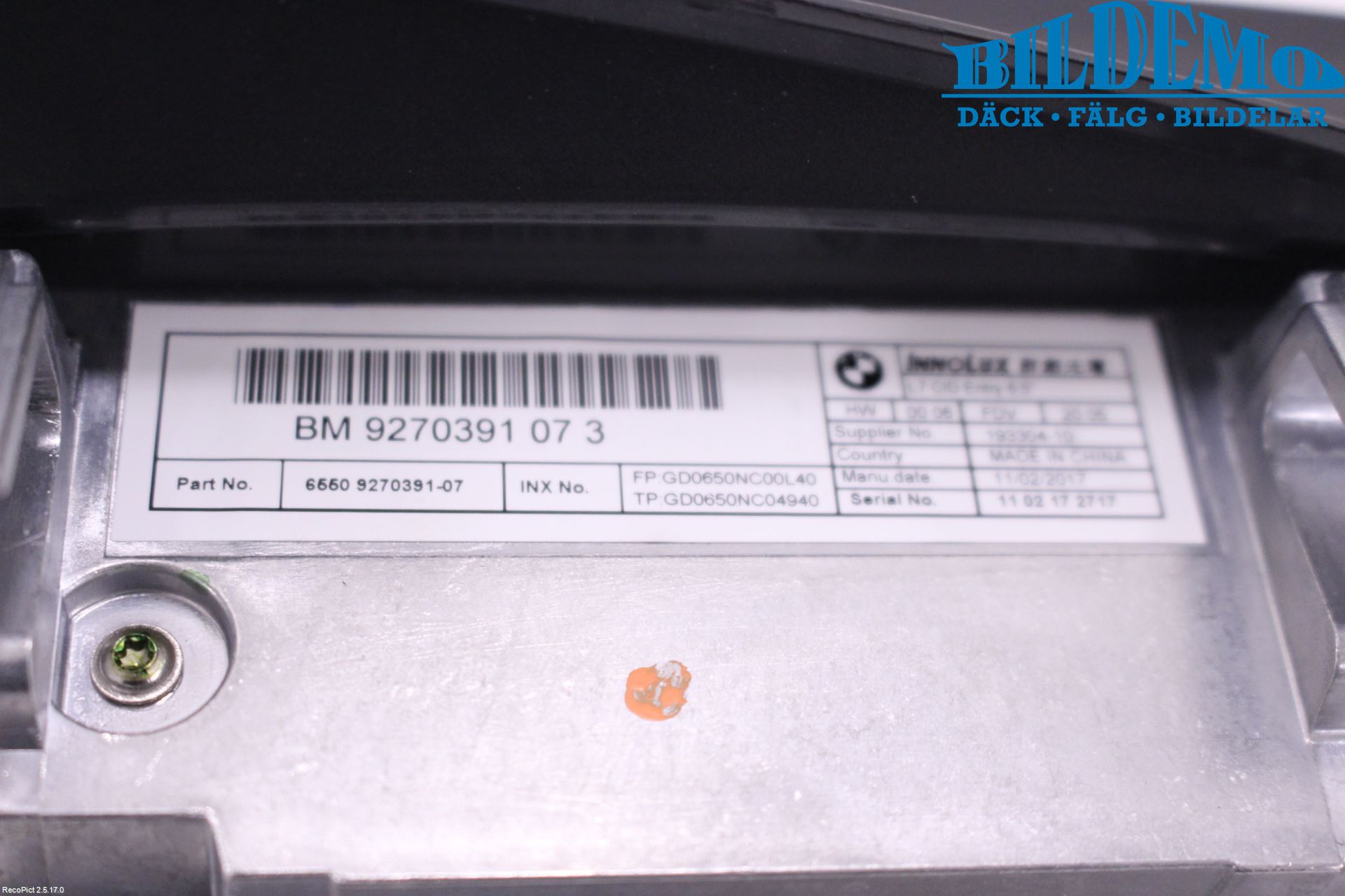BMW 1 F20/F21 11-19 Instr Skjerm Dvd-Gps-Ac-Tlf