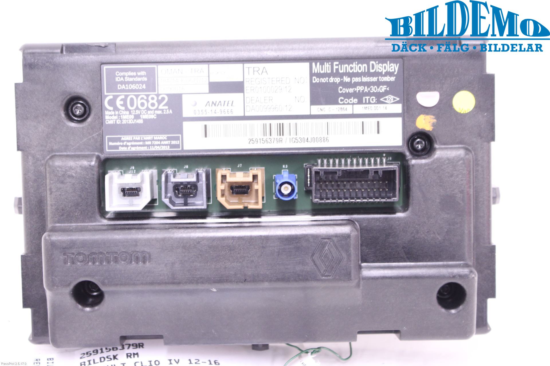 Renault CLIO IV 12-16 Instr Skjerm Dvd-Gps-Ac-Tlf