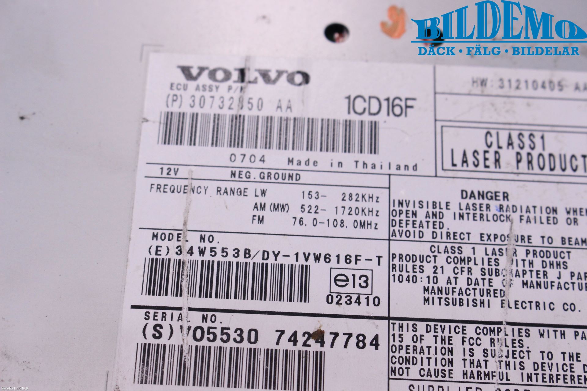 Volvo S40 04-07 Stereo Radio Med Cd