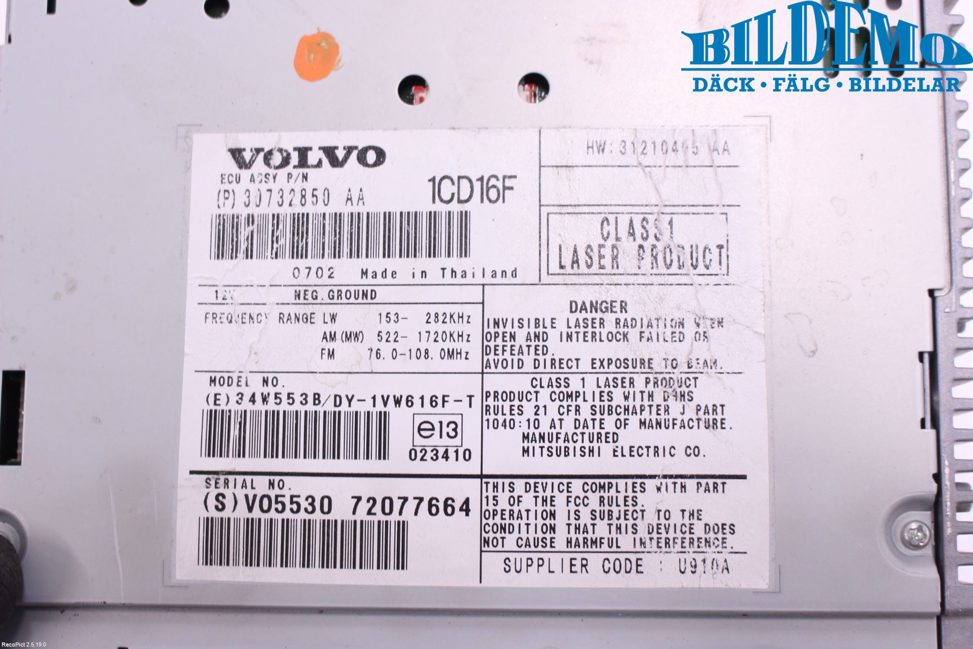 Volvo S40 04-07 Stereo Radio Med Cd