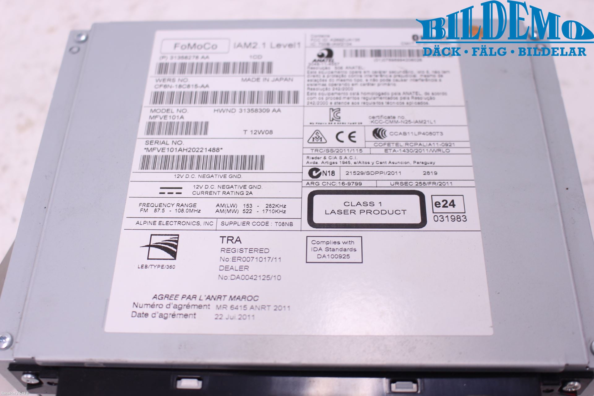 Volvo XC60 09-13 Stereo Radio Med Cd