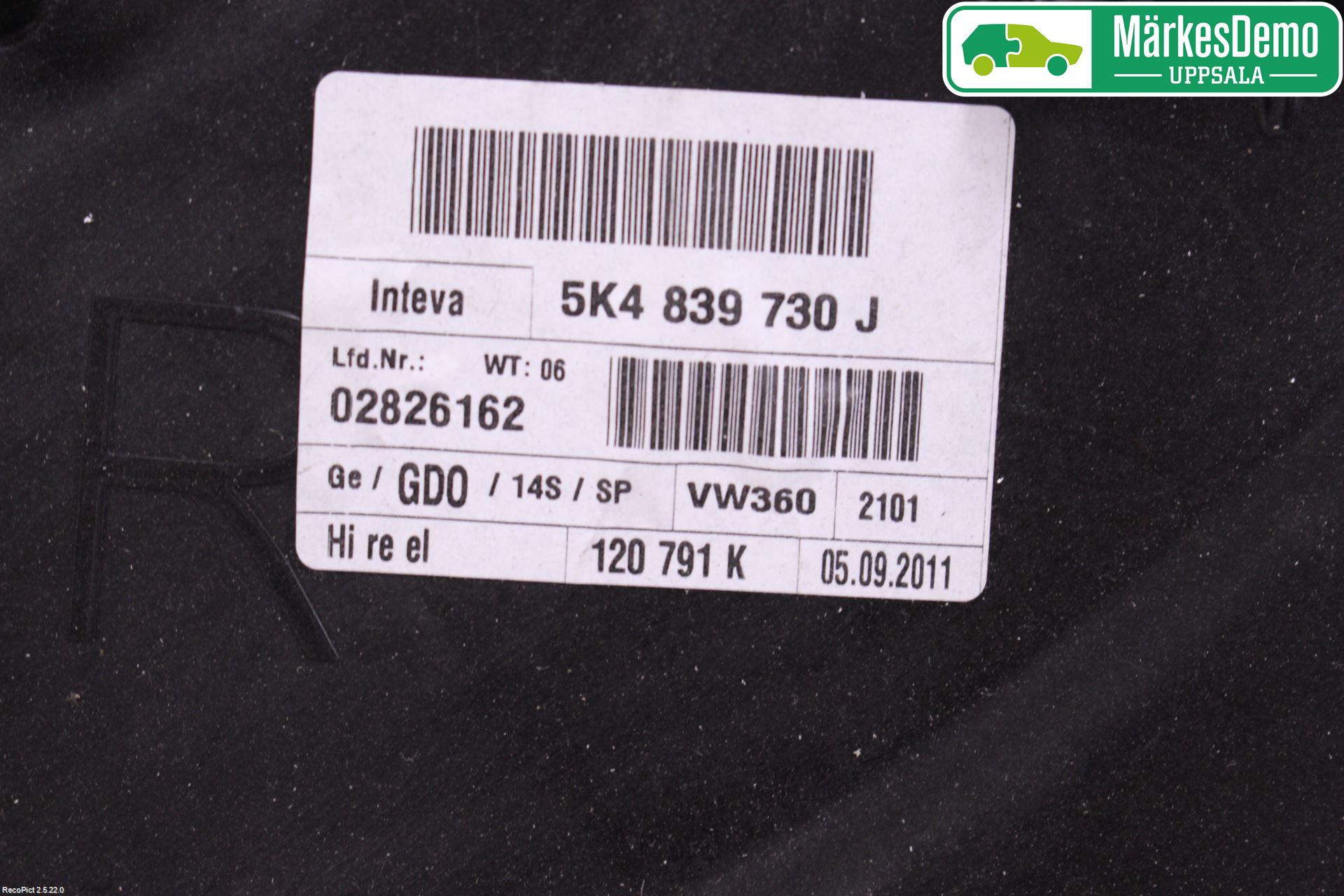 Volkswagen VW GOLF VI 09-13 Vindusheis