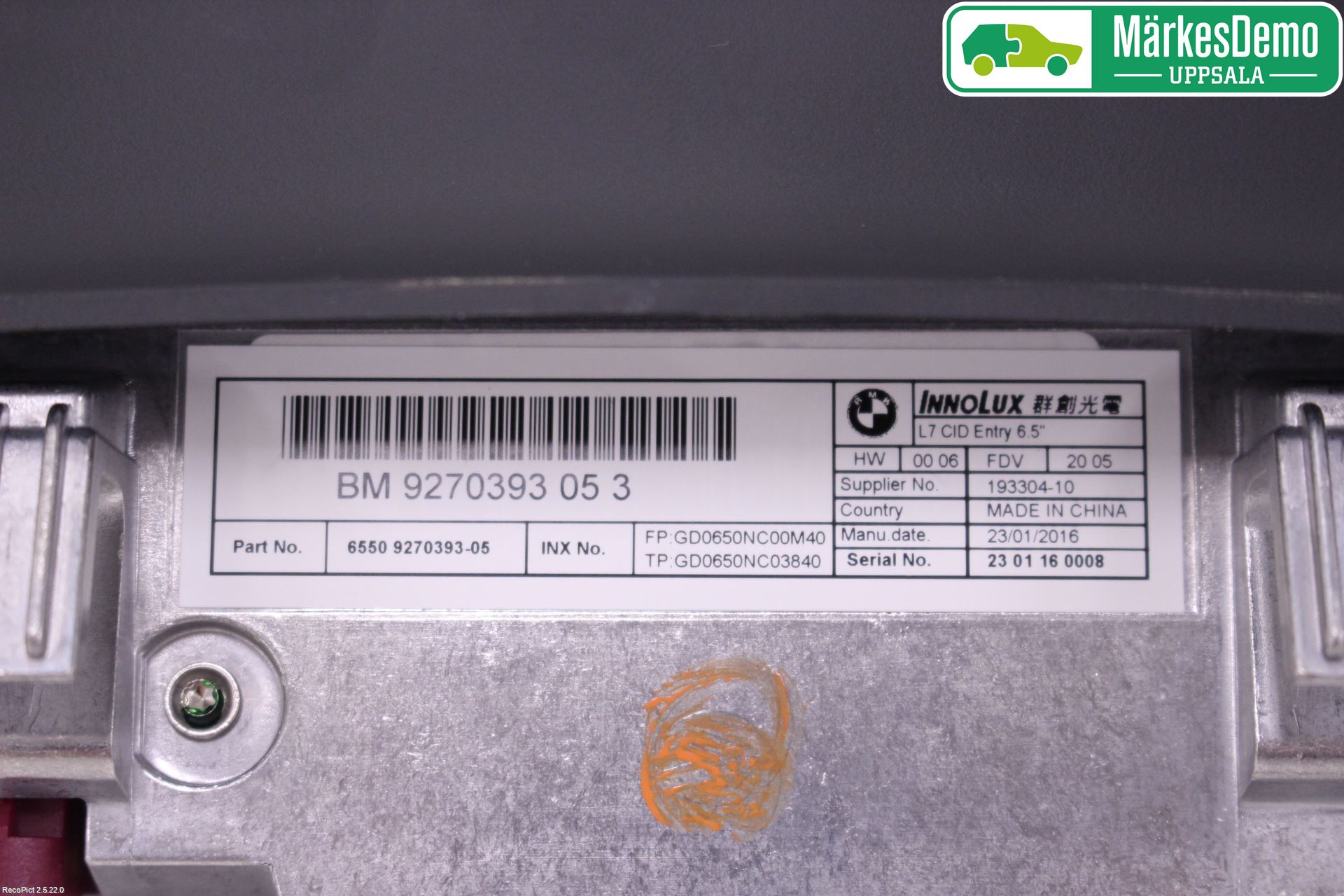 BMW 3 F30/F31/F80 12-19 Instr Skjerm Dvd-Gps-Ac-Tlf