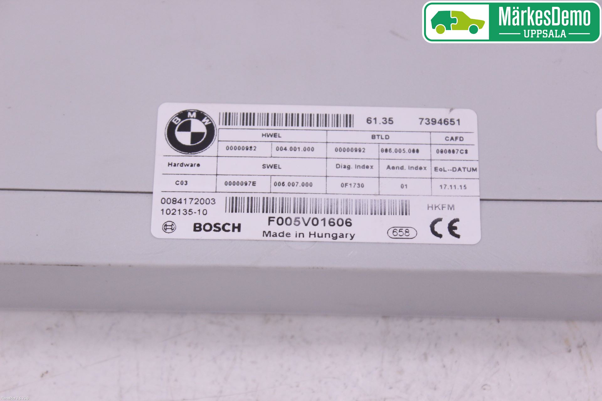 BMW 5 F10/F11/F18 09-17 Styreenhet Øvrig