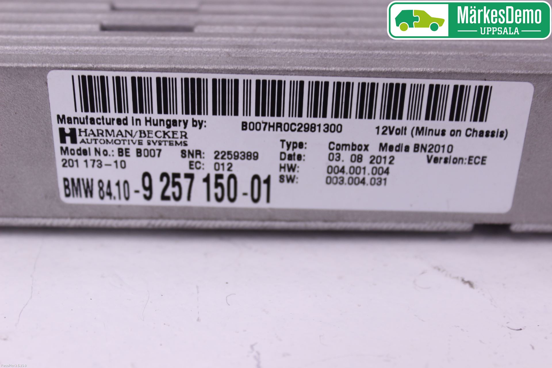 BMW 5 F10/F11/F18 09-17 Styreenhet Øvrig