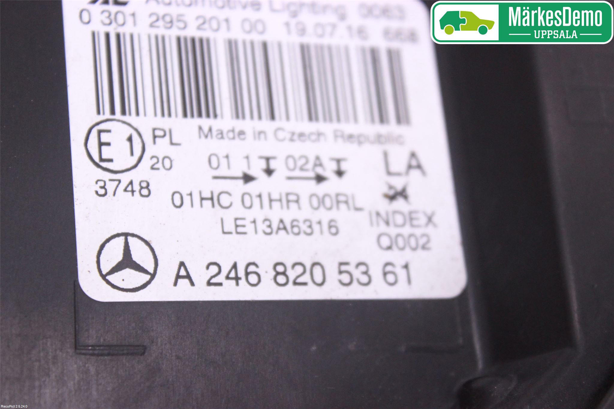 Mercedes-Benz MB B-KLASS (W246/W242) 12-19 Frontlykt Venstre