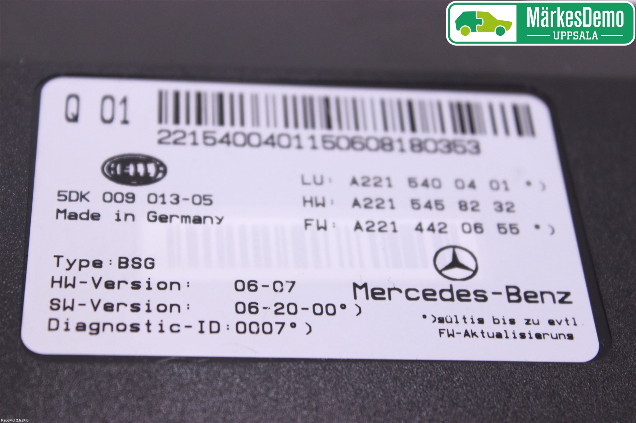 Mercedes-Benz MB S-KLASS (W221) 05-13 Styreenhet Øvrig