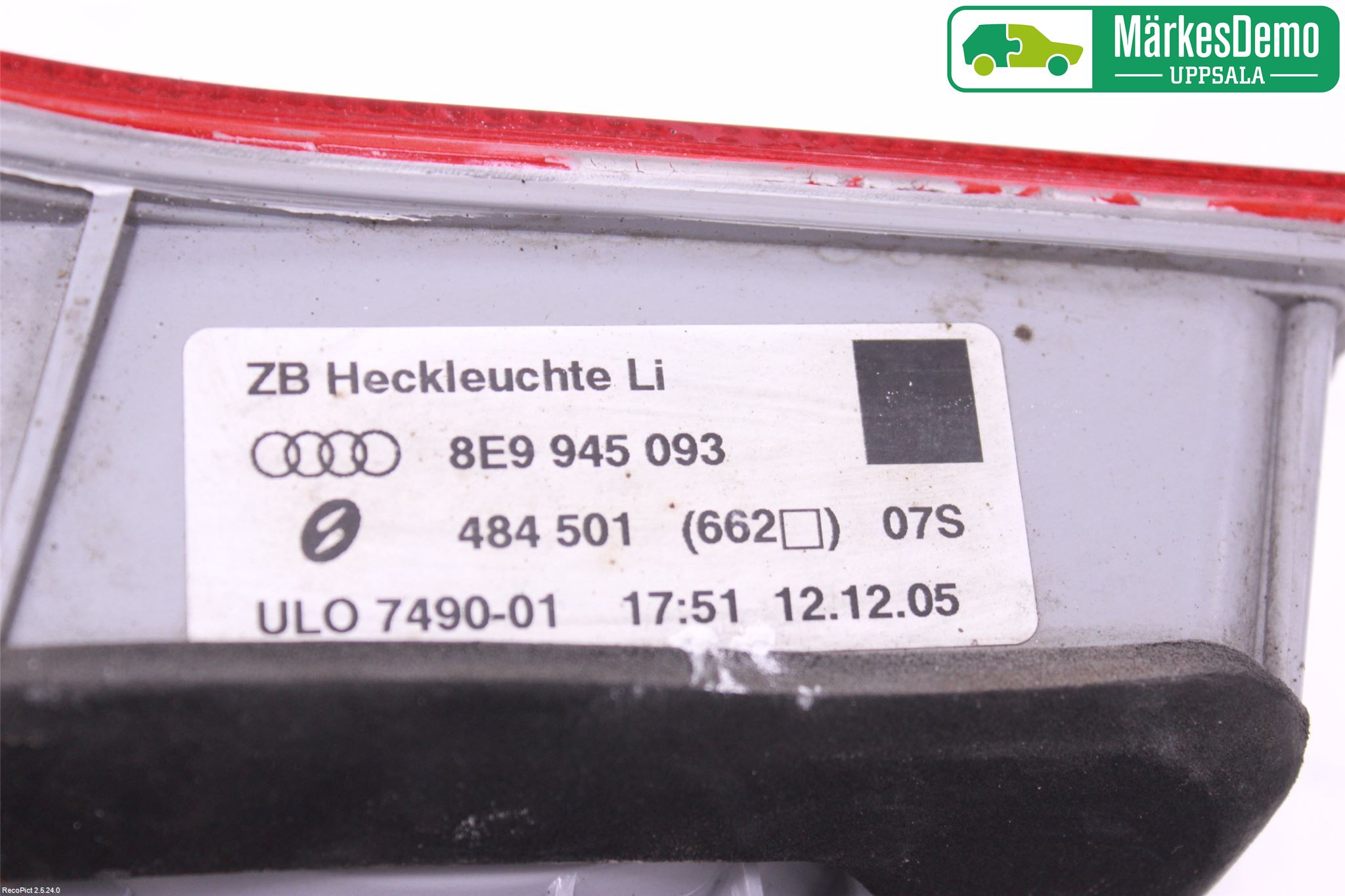 Audi A4/S4 05-07 Baklykt Venstre  På Luke(Indre