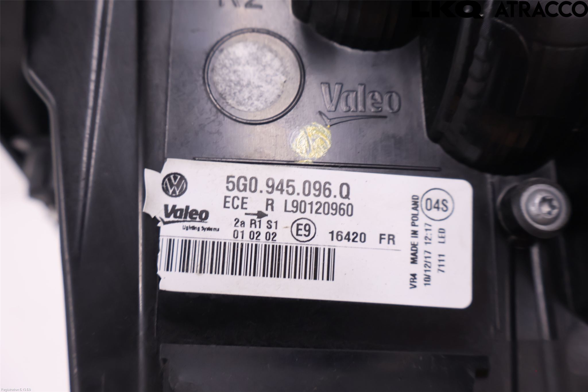 Volkswagen VW GOLF / E-GOLF VII 13-20 Baklykt Høyre