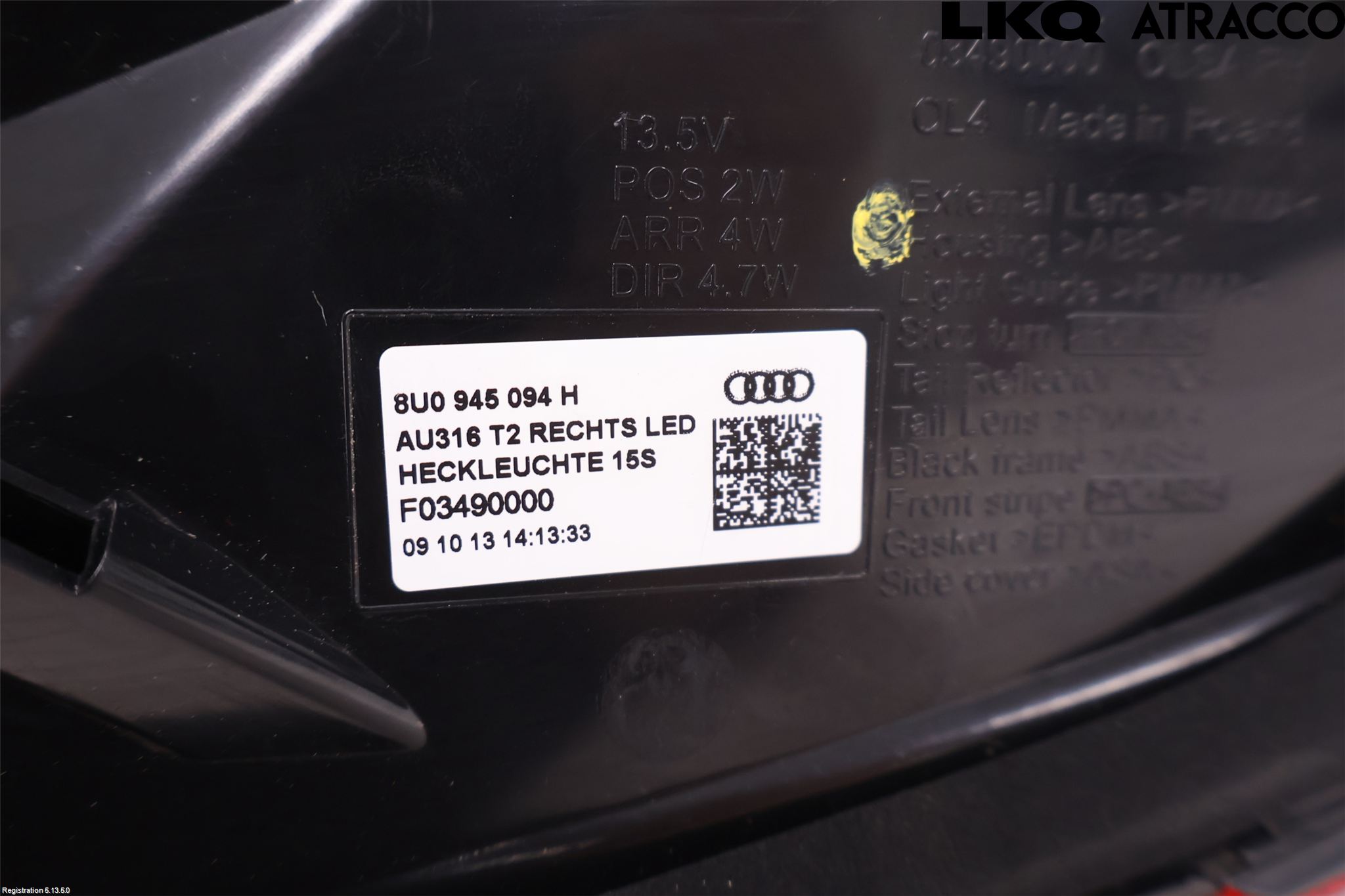Audi Q3 8U 12-18 Baklykt Høyre