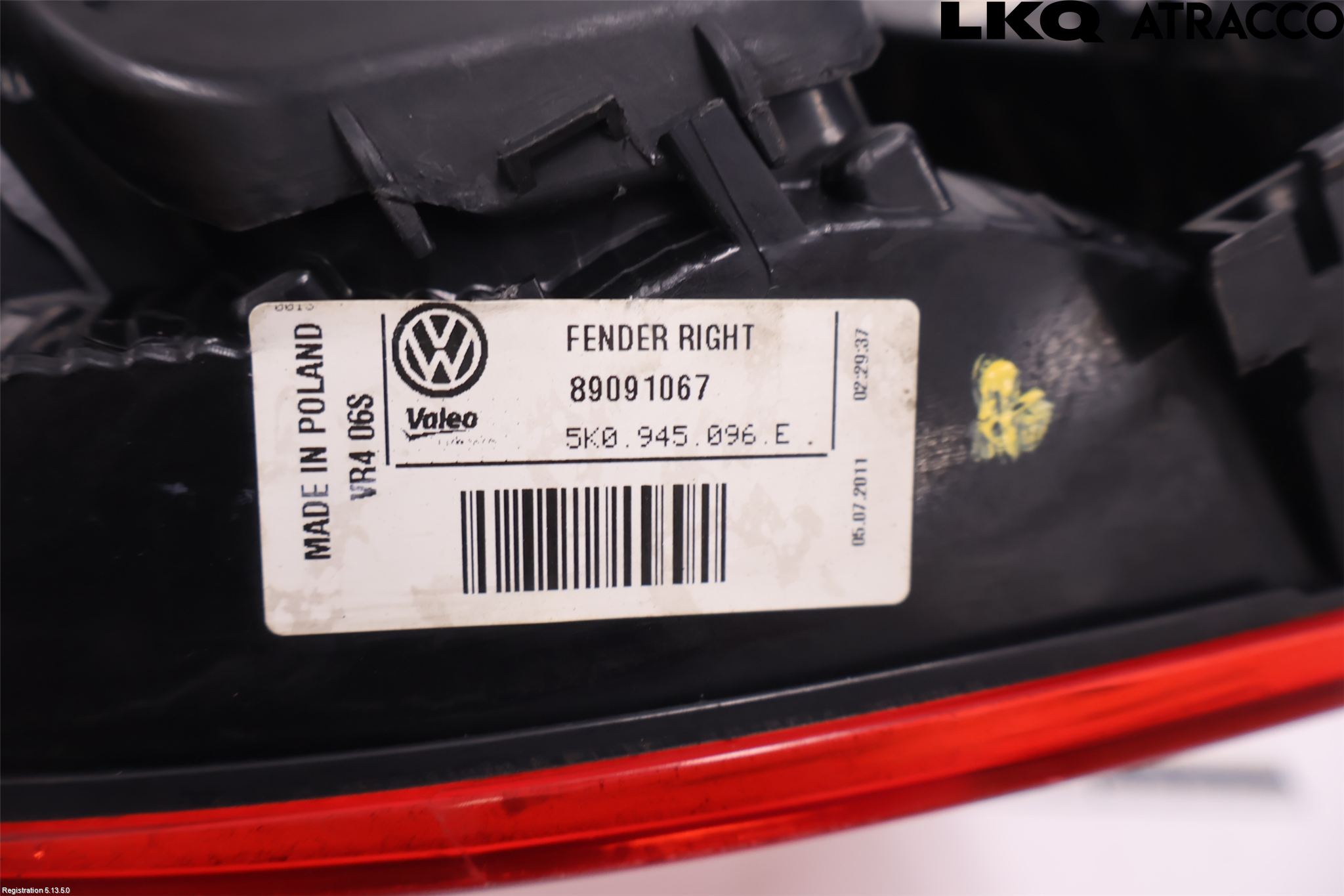 Volkswagen VW GOLF VI 09-13 Baklykt Høyre