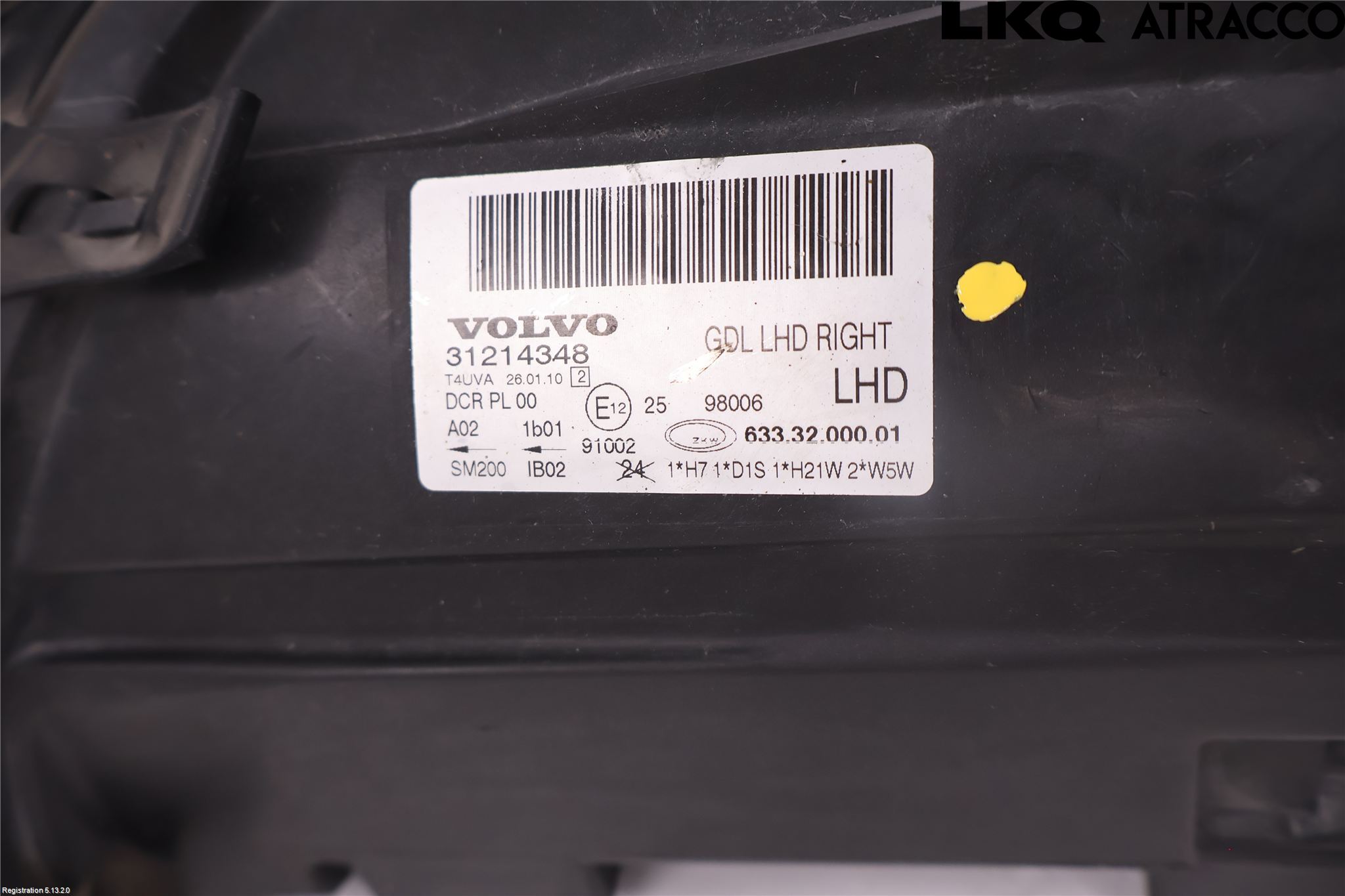 Volvo V70 08-13 Frontlykt Høyre