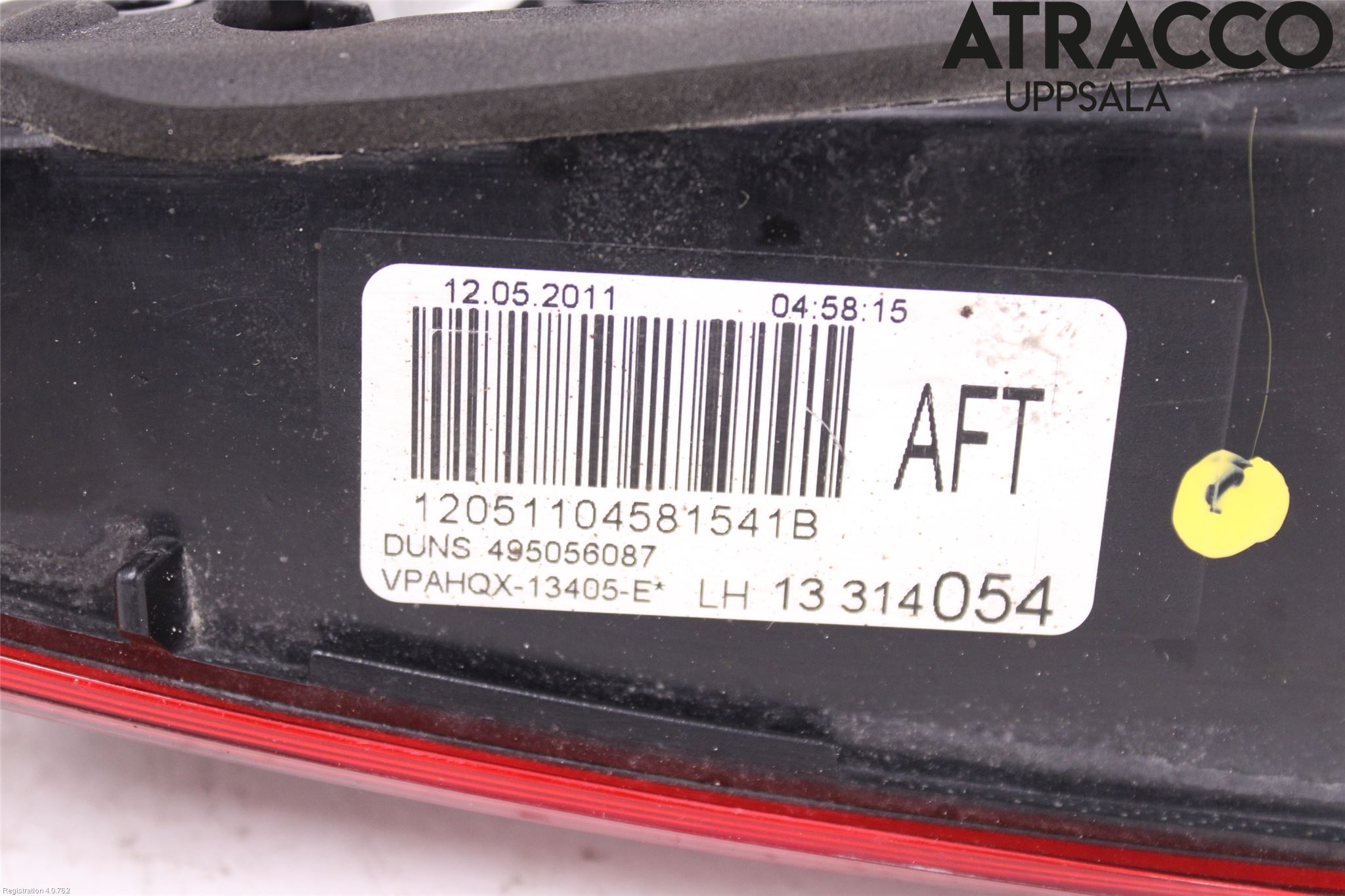 Opel ASTRA J 10-15 Baklykt Venstre  På Luke(Indre