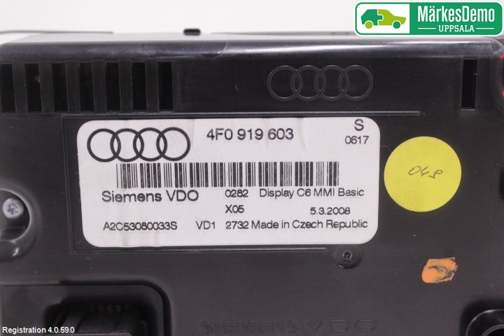 Audi A6/S6     05-11 Instr Skjerm Dvd-Gps-Ac-Tlf