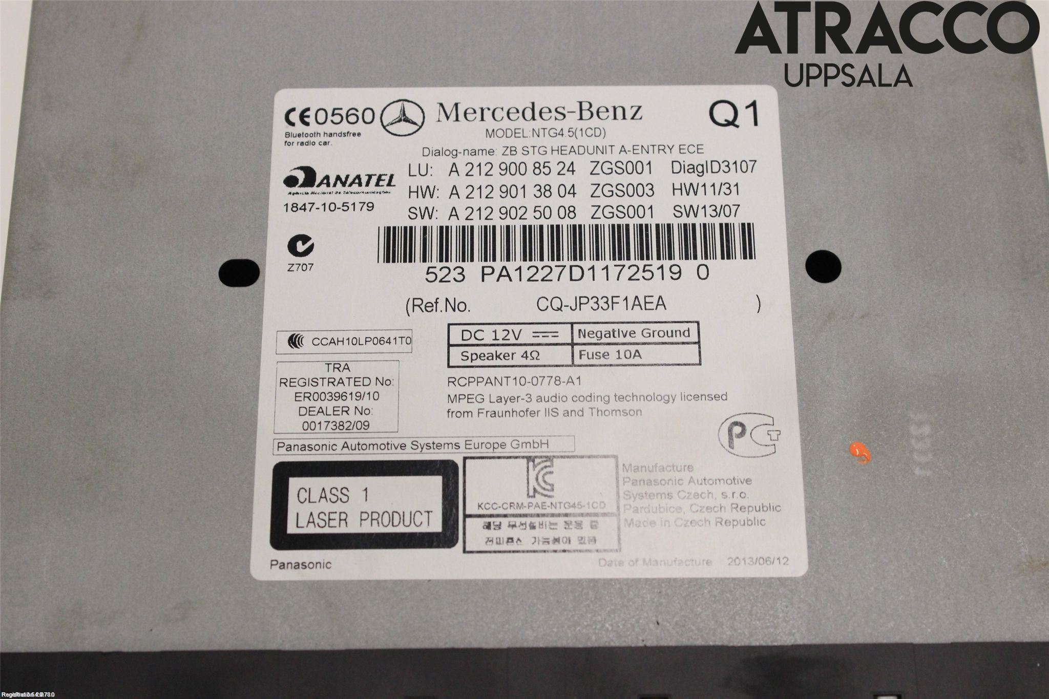 Mercedes-Benz MB E-KLASS (W212) 09-16 Stereo Radio Med Cd