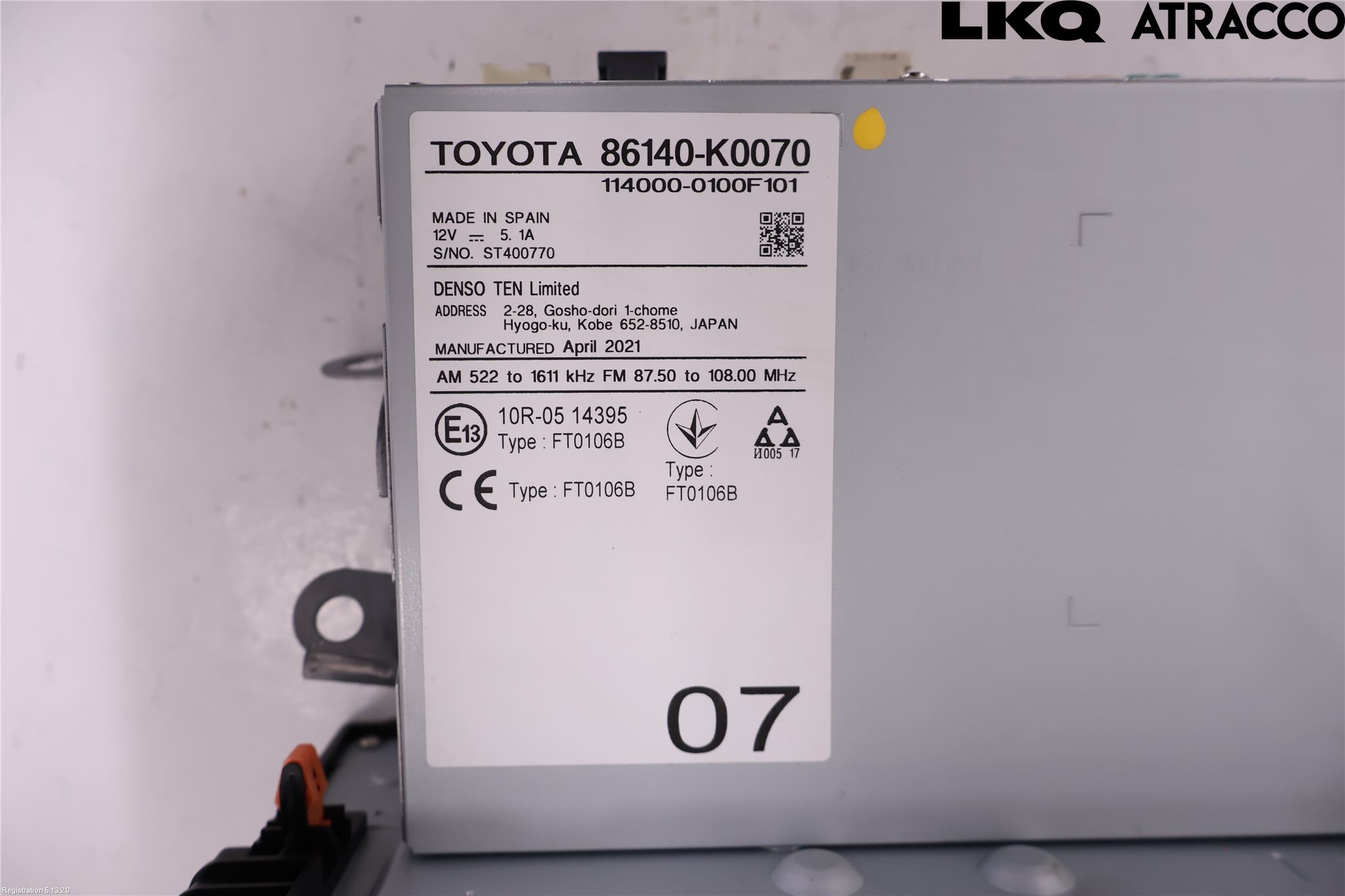 Toyota YARIS XP21 20- Stereo Radio Med Cd
