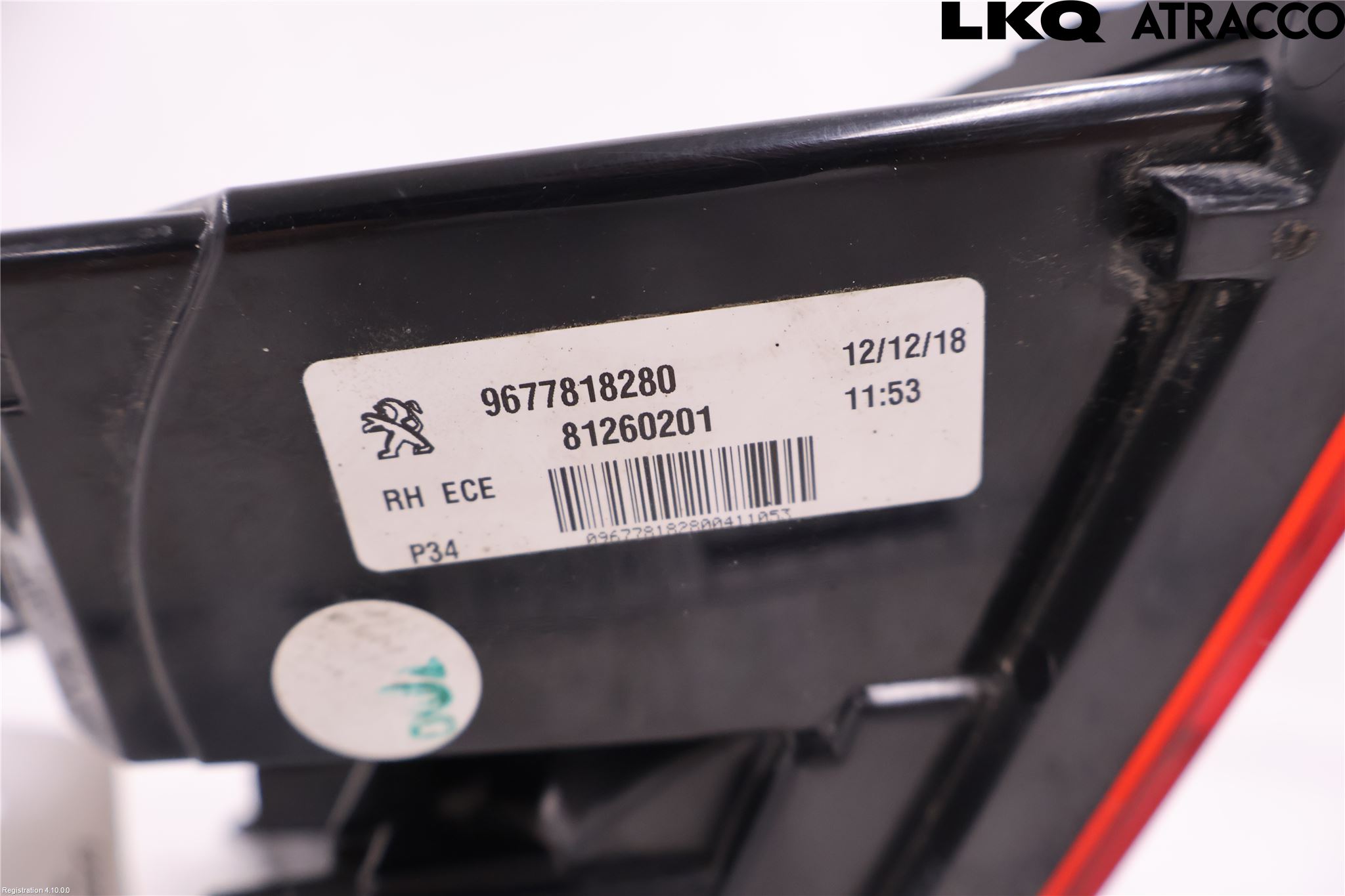Peugeot 308 14-21 Baklykt Høyre  På Luke(Indre)