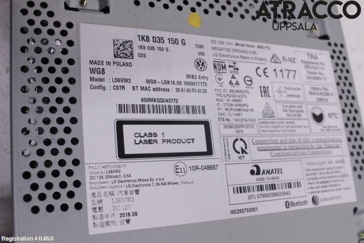 Volkswagen VW CADDY 16-20 Stereo Radio Med Cd