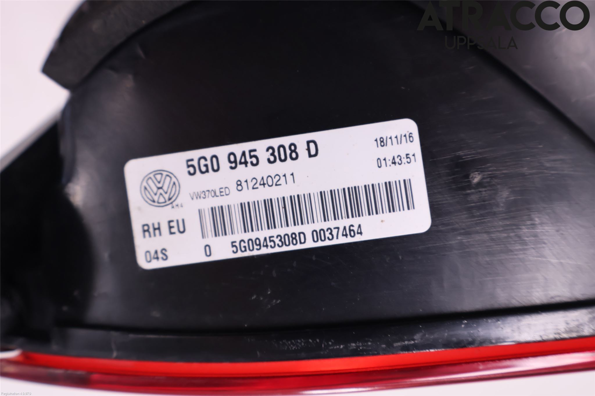 Volkswagen VW GOLF / E-GOLF VII 13-20 Baklykt Høyre  På Luke(Indre)