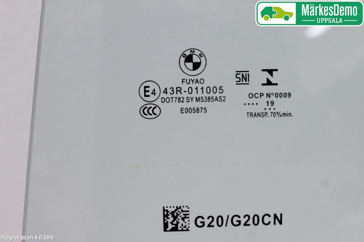 BMW 3 G20/G21/G80/G81 19- Dørrute Bak Venstre 4Dørs