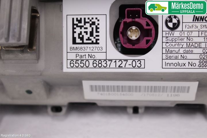 BMW 3 F30/F31/F80 12-19 Instr Skjerm Dvd-Gps-Ac-Tlf