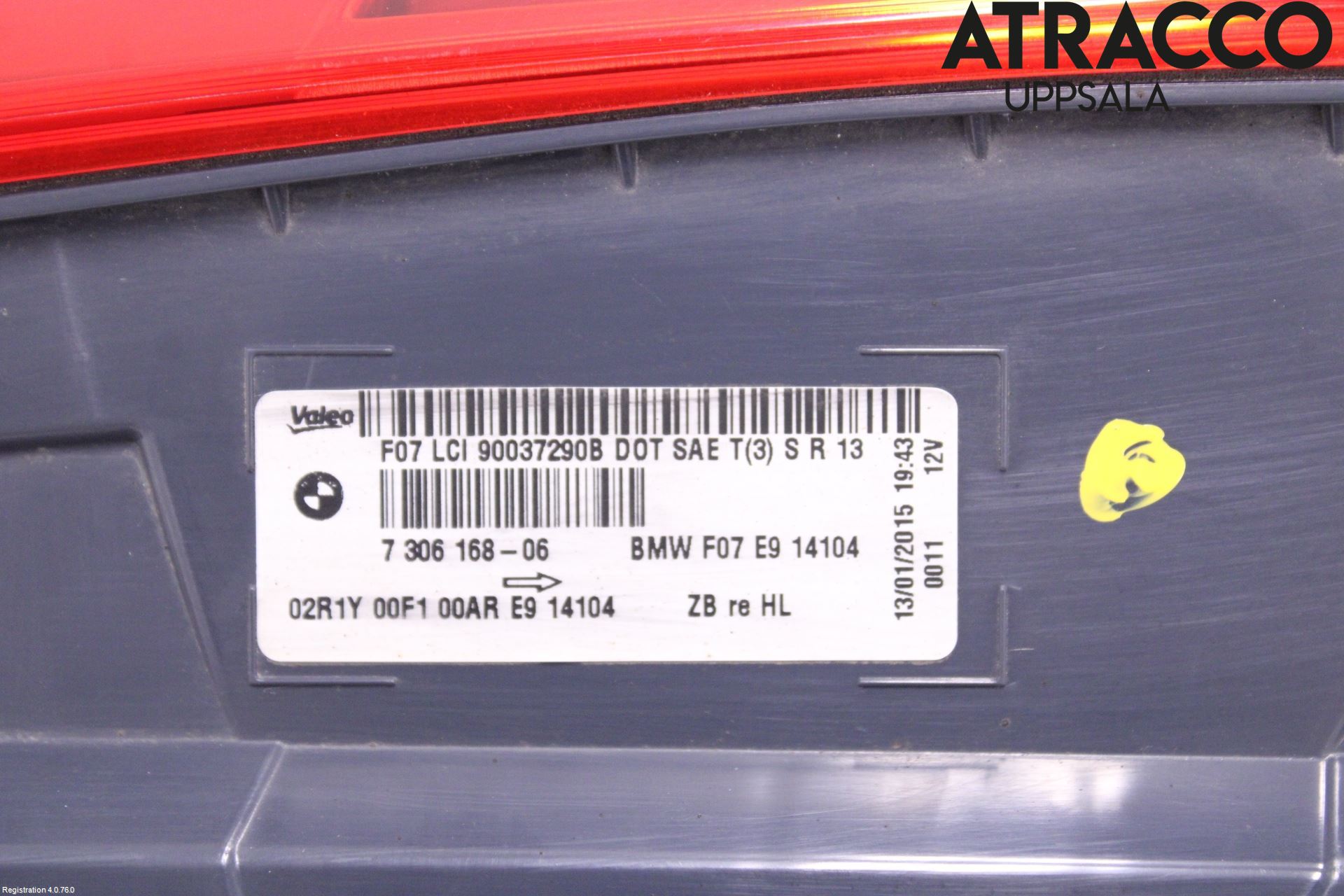 BMW 5 GT F07 09-17 Baklykt Høyre  På Luke(Indre)
