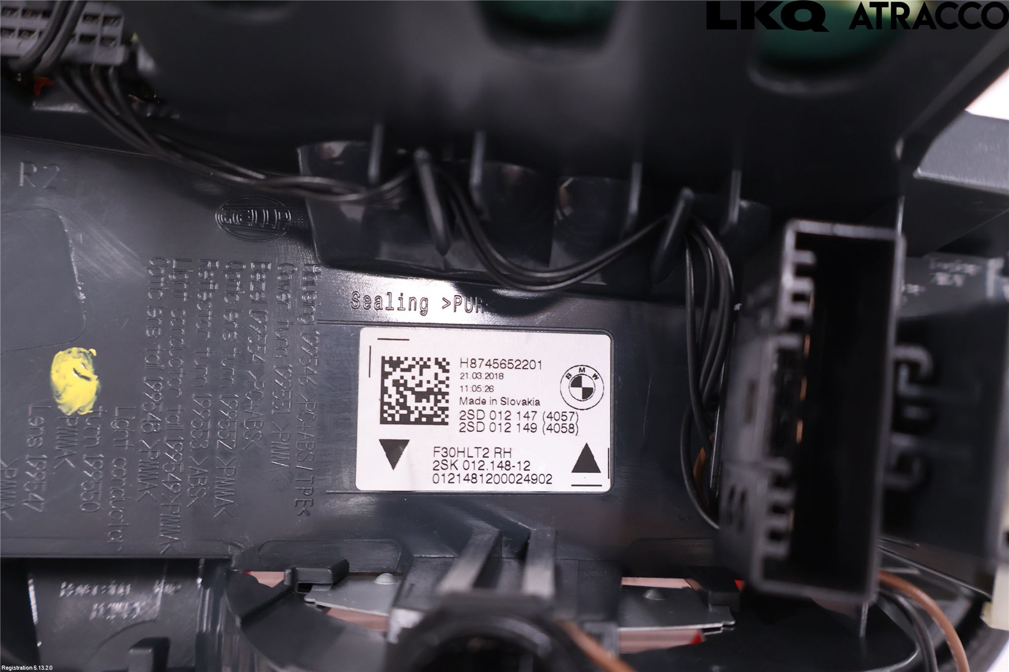 BMW 3 F30/F31/F80 12-19 Baklykt Høyre  På Luke(Indre)