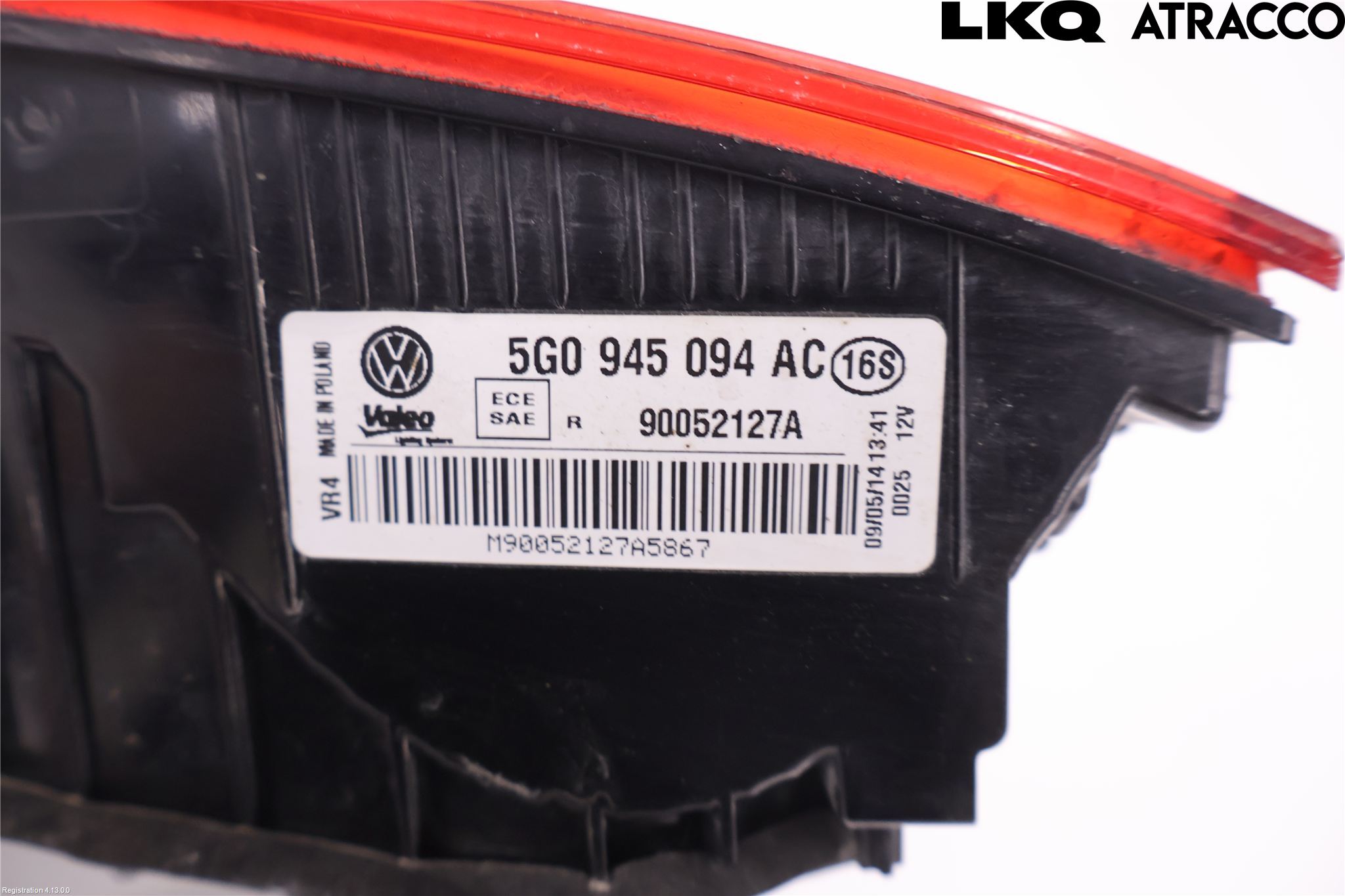 Volkswagen VW GOLF / E-GOLF VII 13-20 Baklykt Høyre  På Luke(Indre)