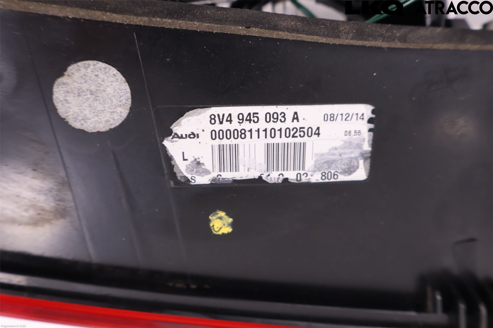 Audi A3/S3 8V 13-20 Baklykt Venstre  På Luke(Indre