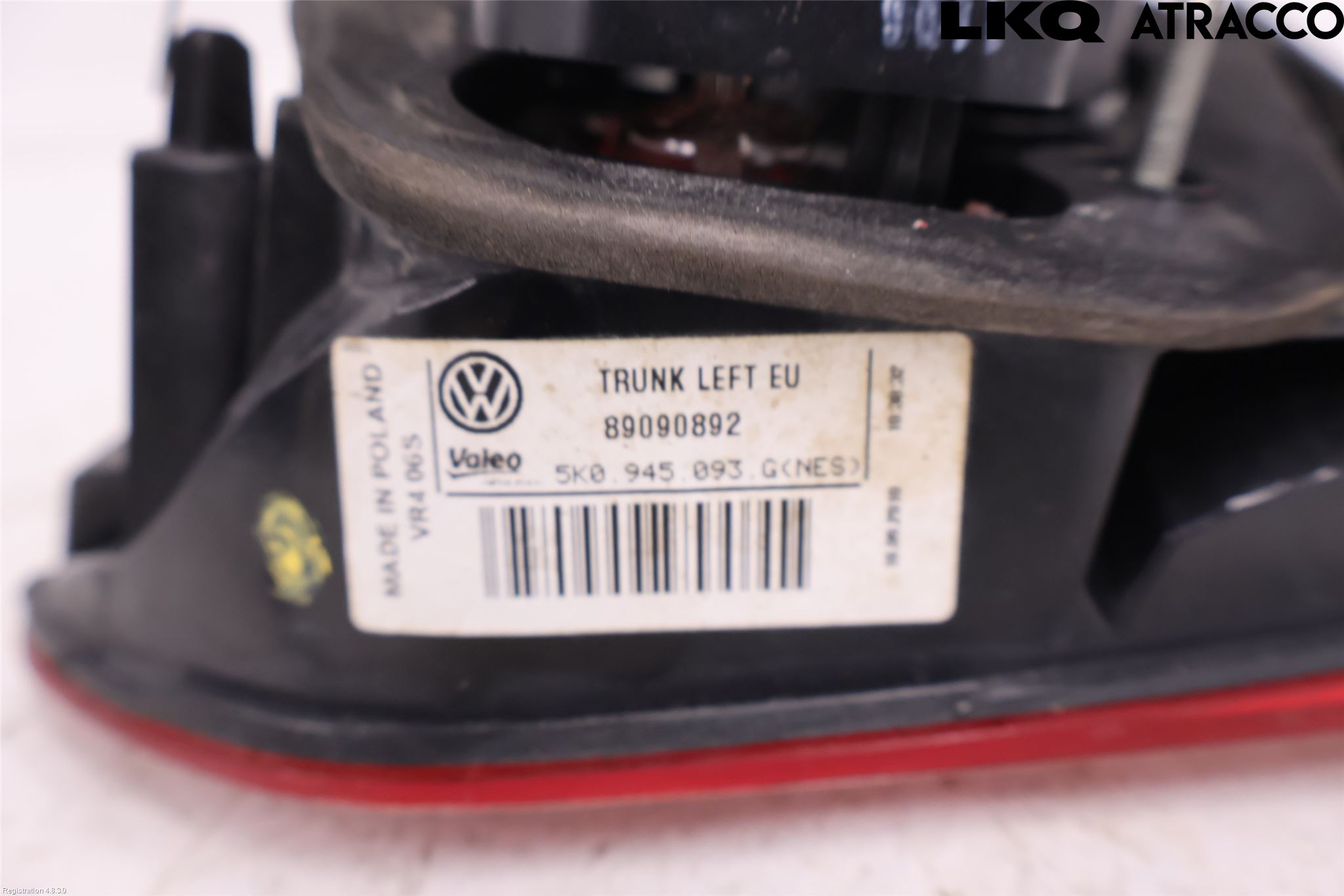 Volkswagen VW GOLF VI 09-13 Baklykt Venstre  På Luke(Indre