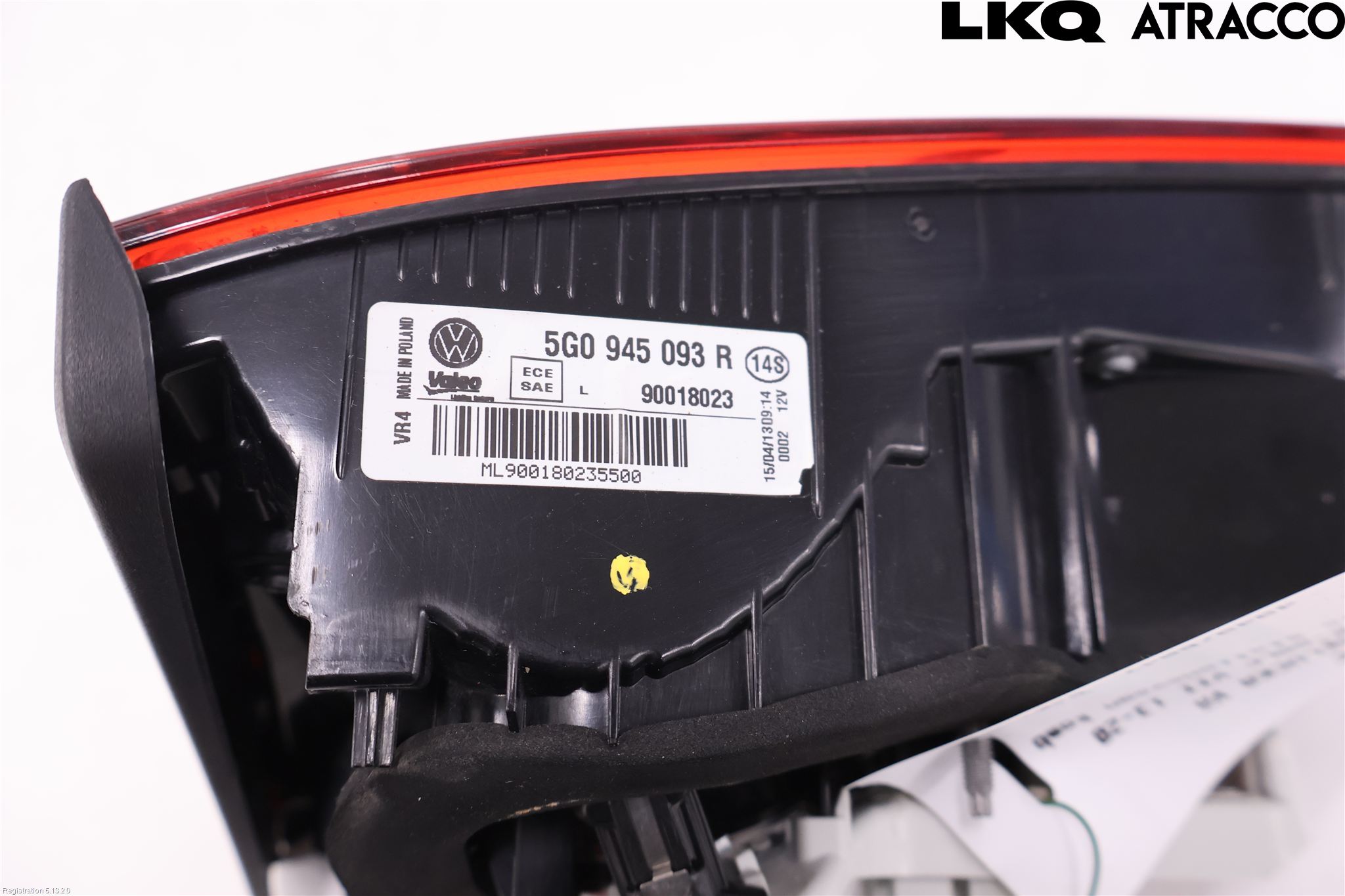 Volkswagen VW GOLF / E-GOLF VII 13-20 Baklykt Venstre  På Luke(Indre