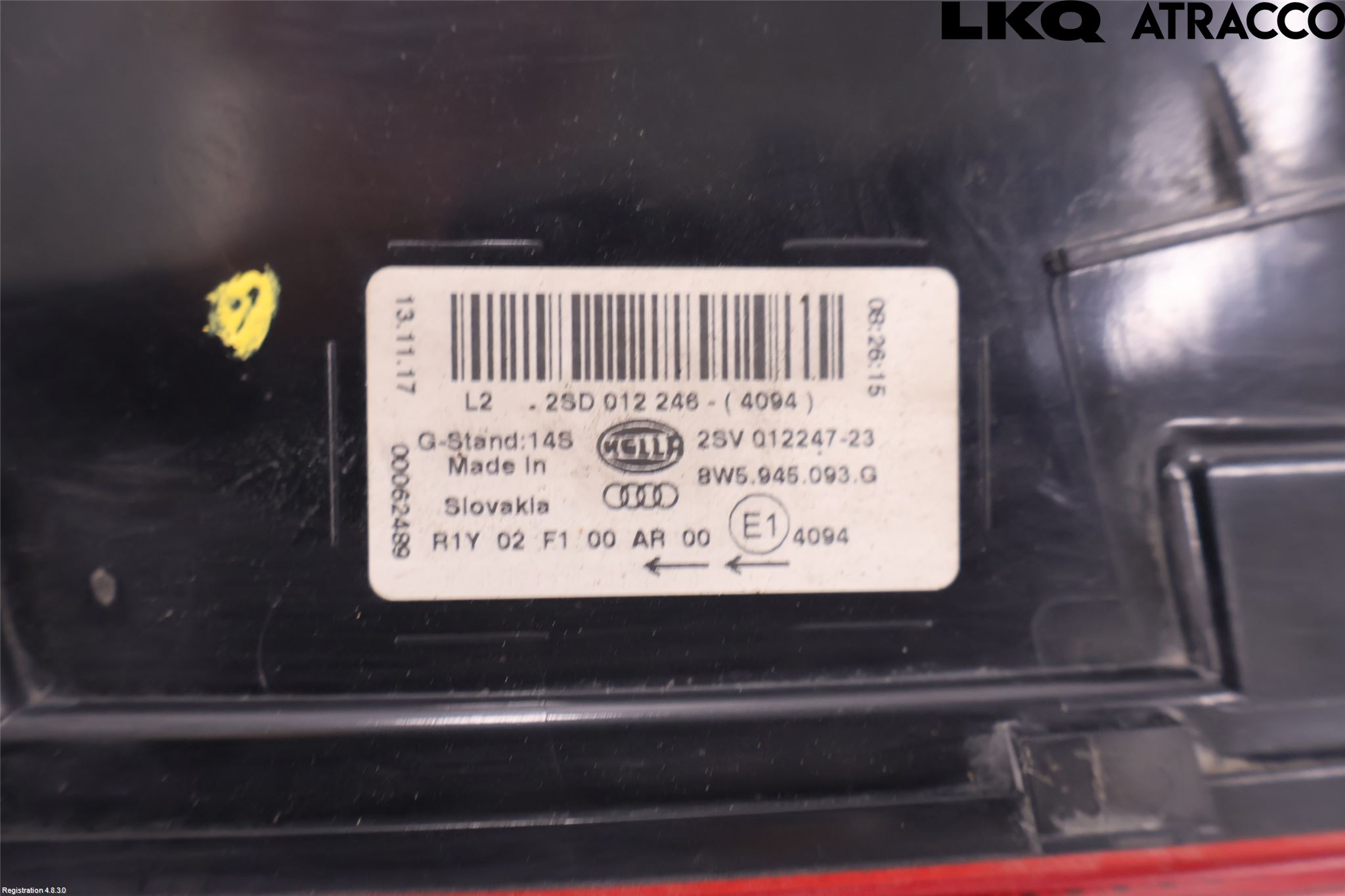 Audi A4/S4 B9 16-19 Baklykt Venstre  På Luke(Indre