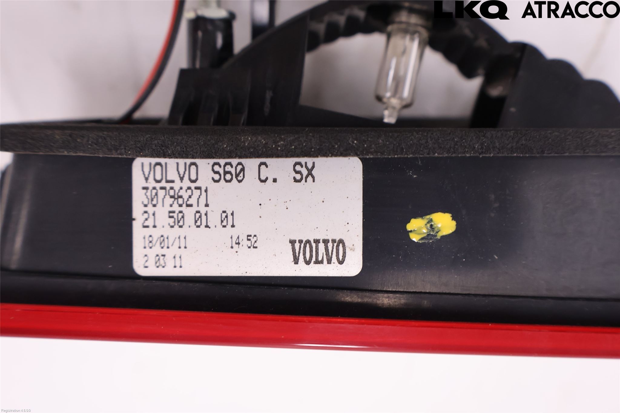 Volvo S60 11-13 Baklykt Venstre  På Luke(Indre