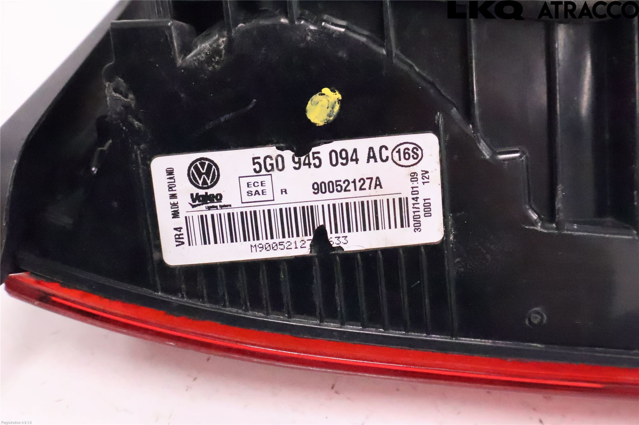 Volkswagen VW GOLF / E-GOLF VII 13-20 Baklykt Høyre  På Luke(Indre)