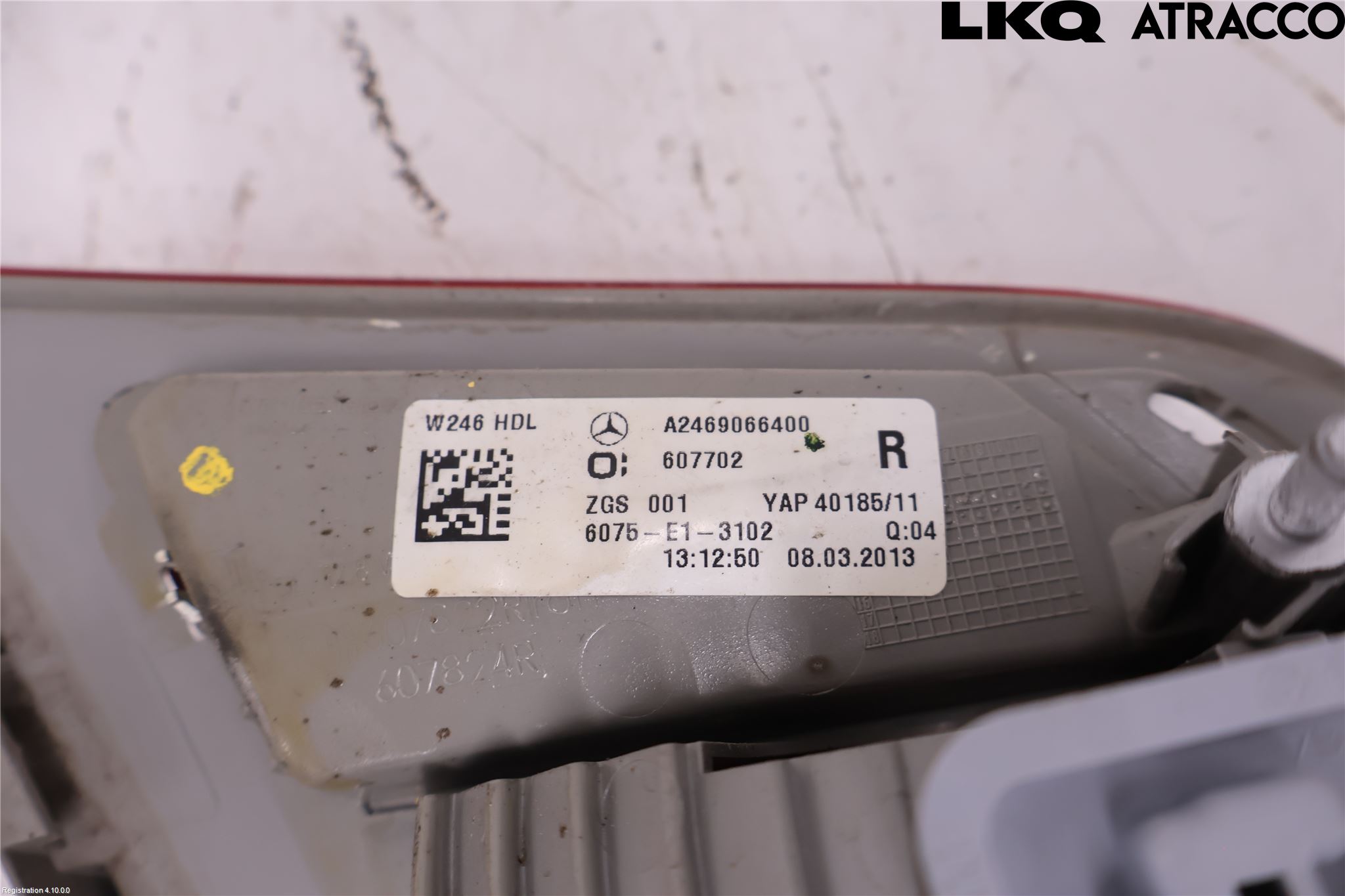 Mercedes-Benz MB B-KLASS (W246/W242) 12-19 Baklykt Høyre  På Luke(Indre)