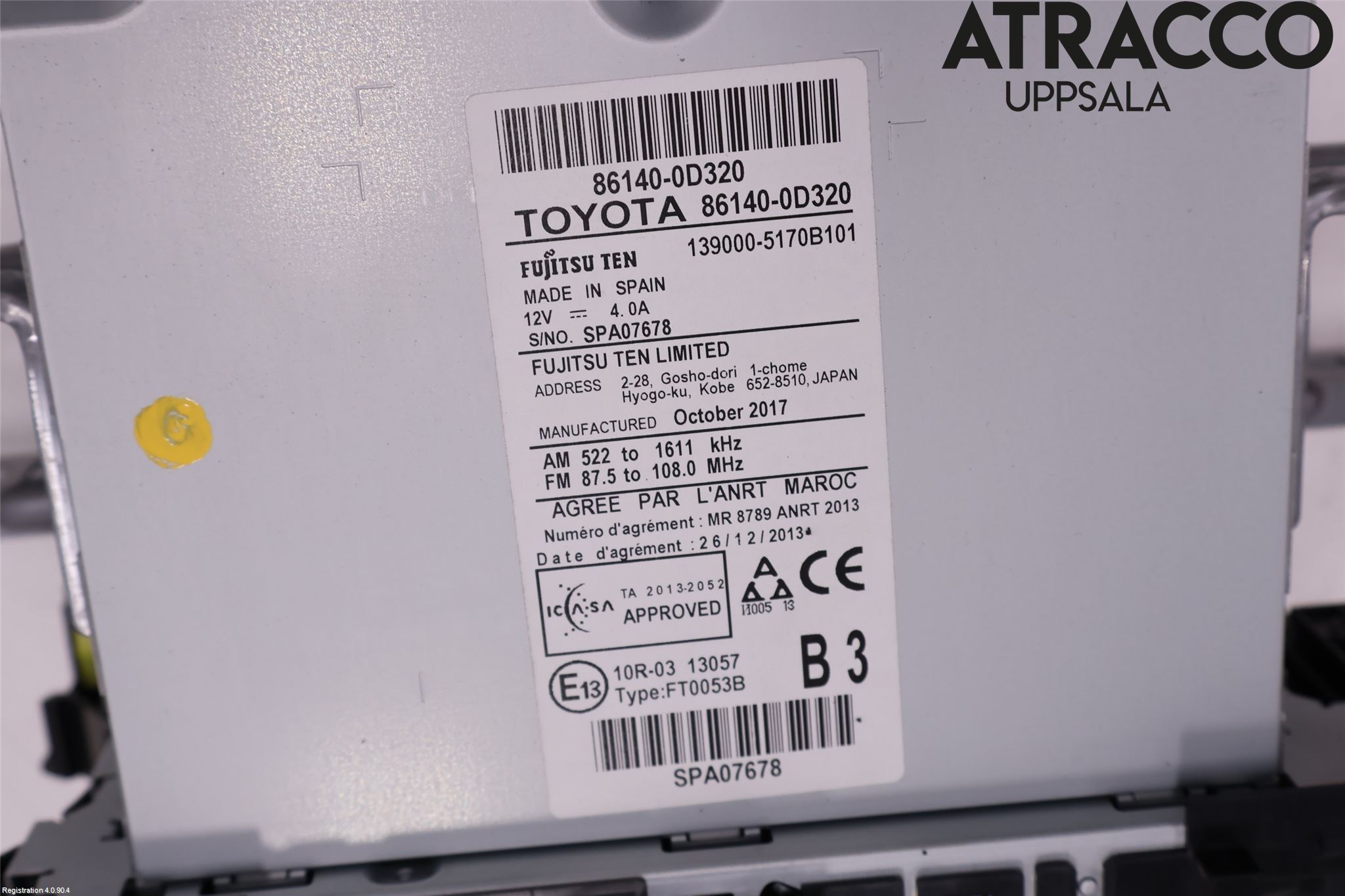 Toyota YARIS XP130 15-20 Stereo Radio Med Cd