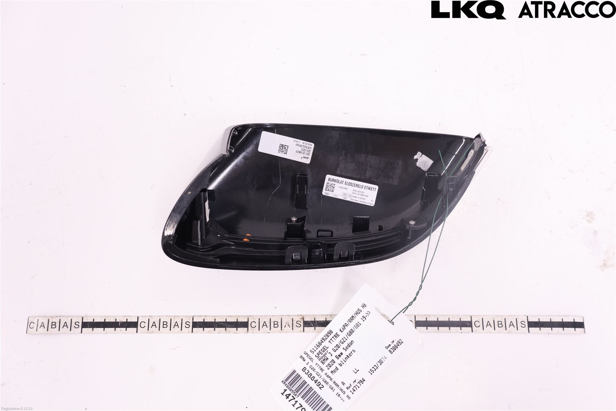 BMW 3 G20/G21/G80/G81 19- Speil H Ytre Speilhus