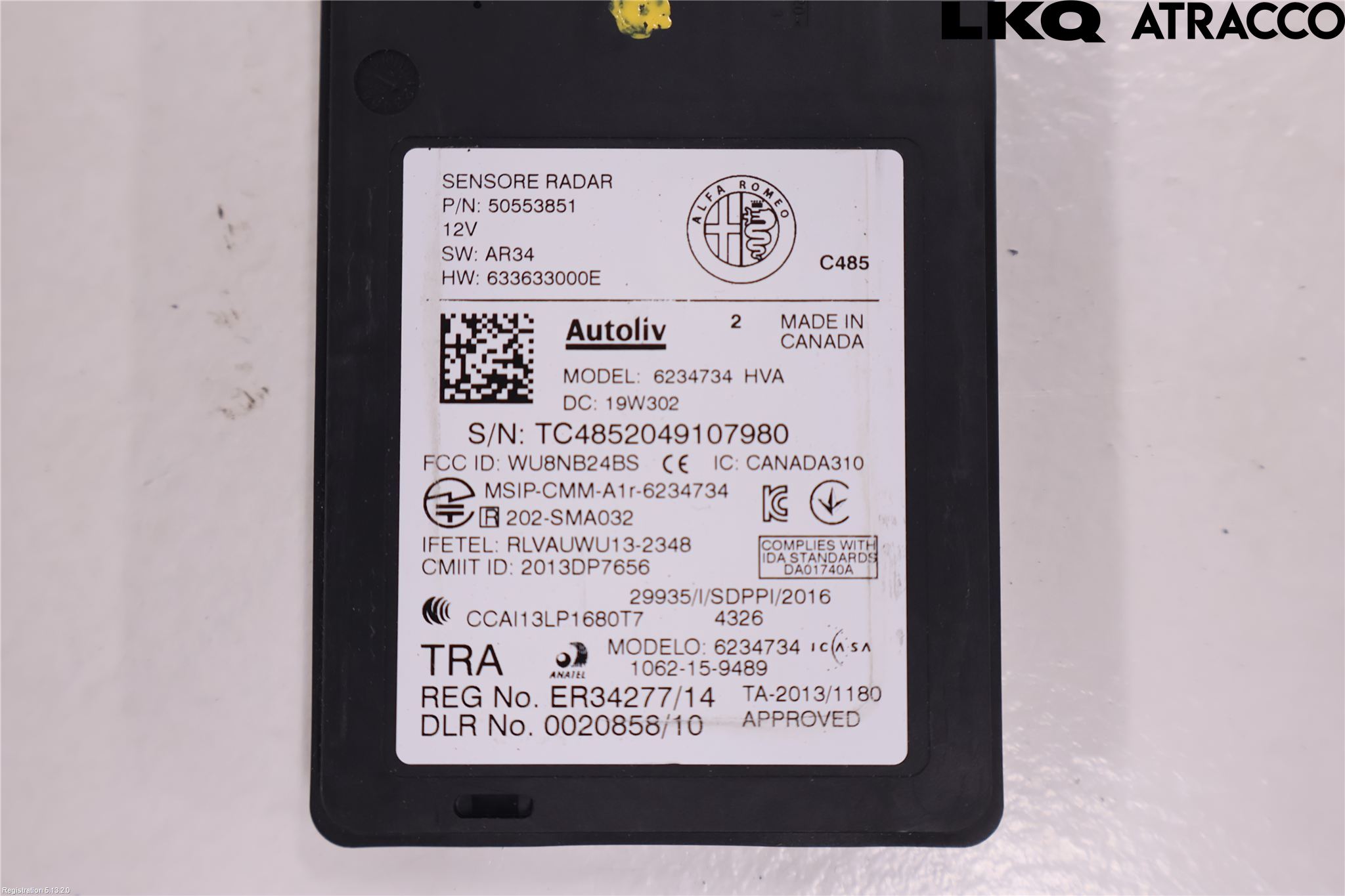 Alfa STELVIO 17- Sensor Kollisjonsbeskyttelse