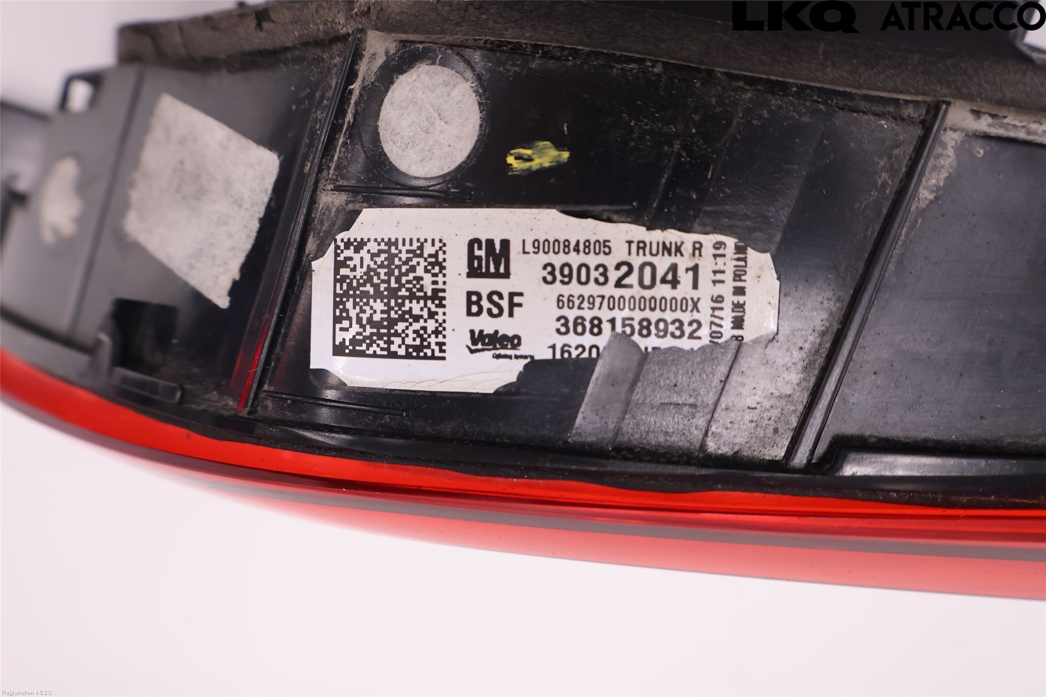 Opel ASTRA K 16-22 Baklykt Høyre  På Luke(Indre)