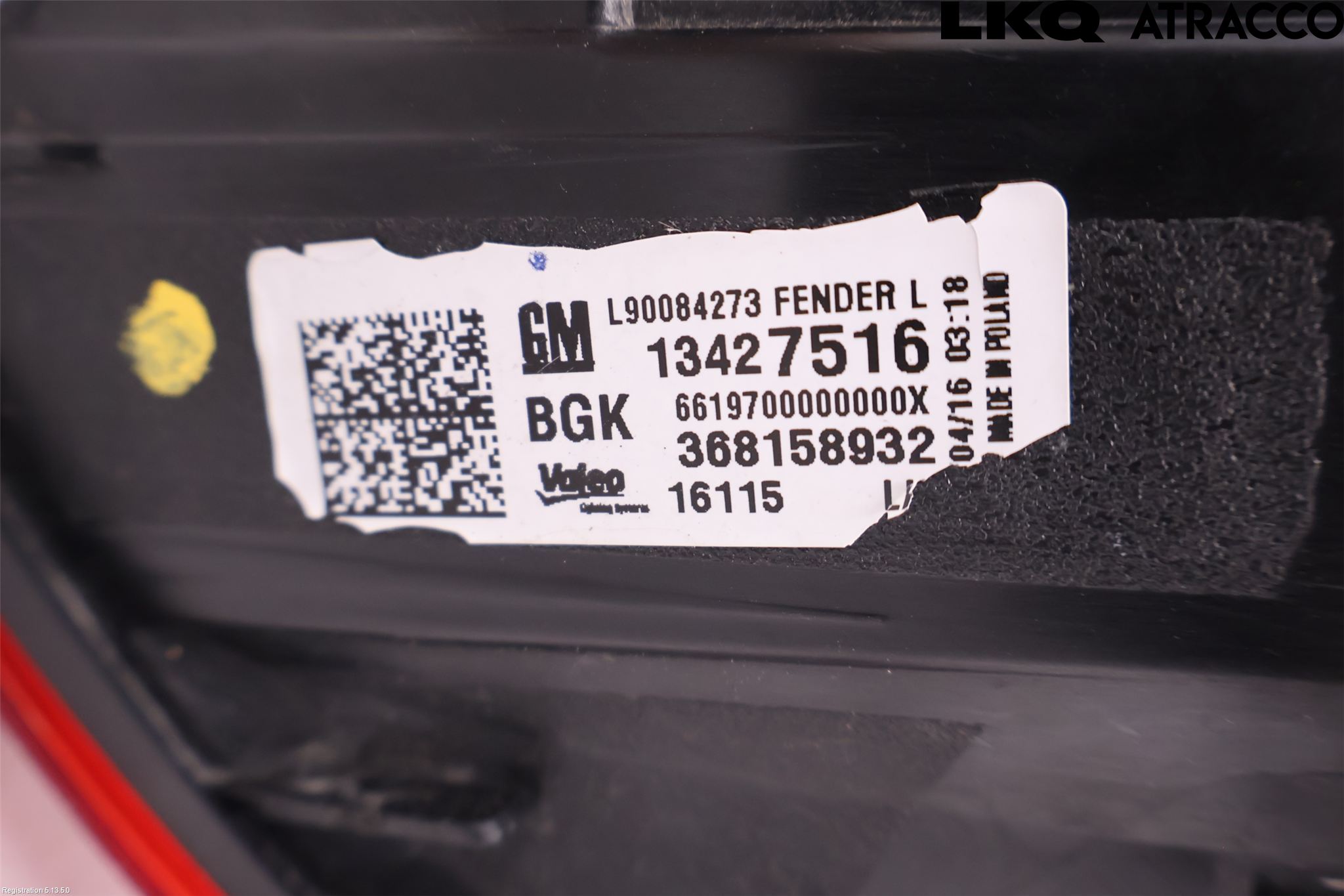 Opel ASTRA K 16-22 Baklykt Venstre