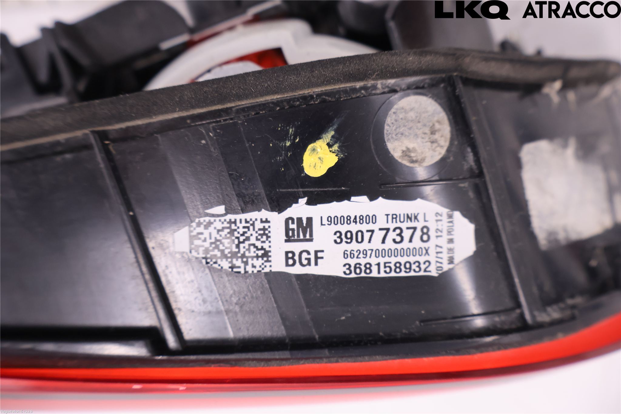 Opel ASTRA K 16-22 Baklykt Venstre  På Luke(Indre