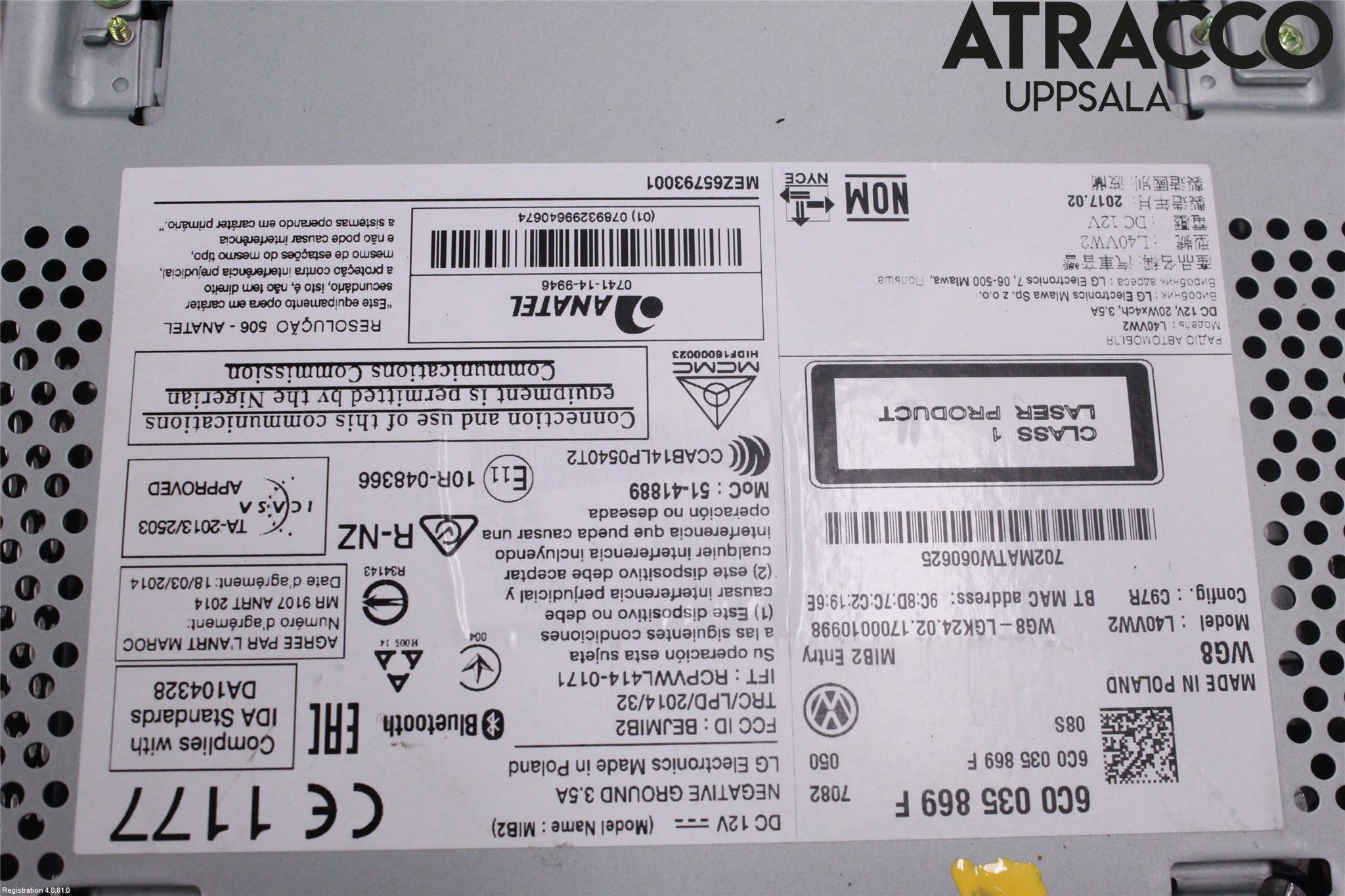 Volkswagen VW POLO 10-17 Stereo Radio Med Cd