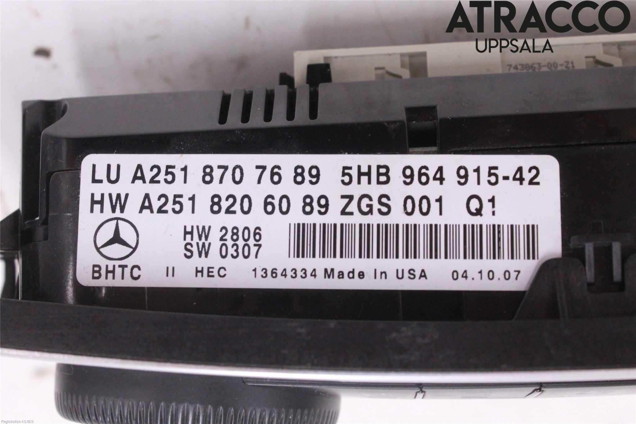 Mercedes-Benz MB R-KLASS (W251) 05-13 Varme Ac Betjening-Display