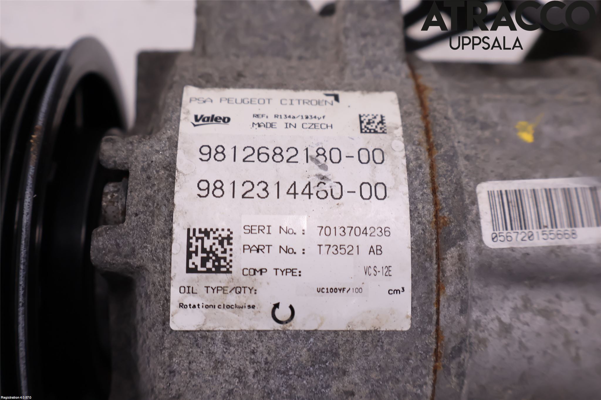 Citroen C4 GRAND PICASSO 14-18 Varme Ac Kompressor