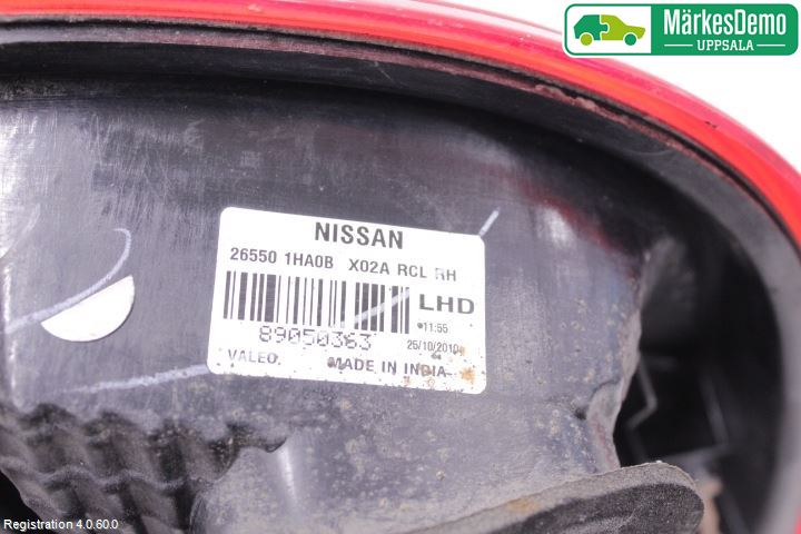 Nissan MICRA 11-16 Baklykt Høyre
