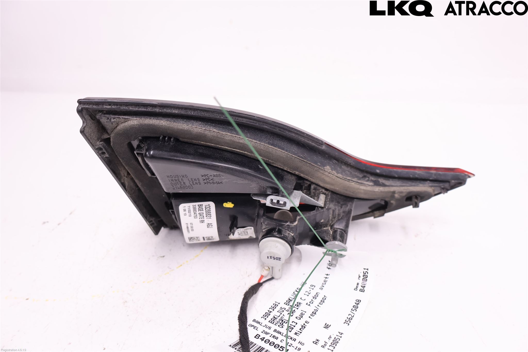 Opel ZAFIRA C 12-19 Baklykt Høyre  På Luke(Indre)
