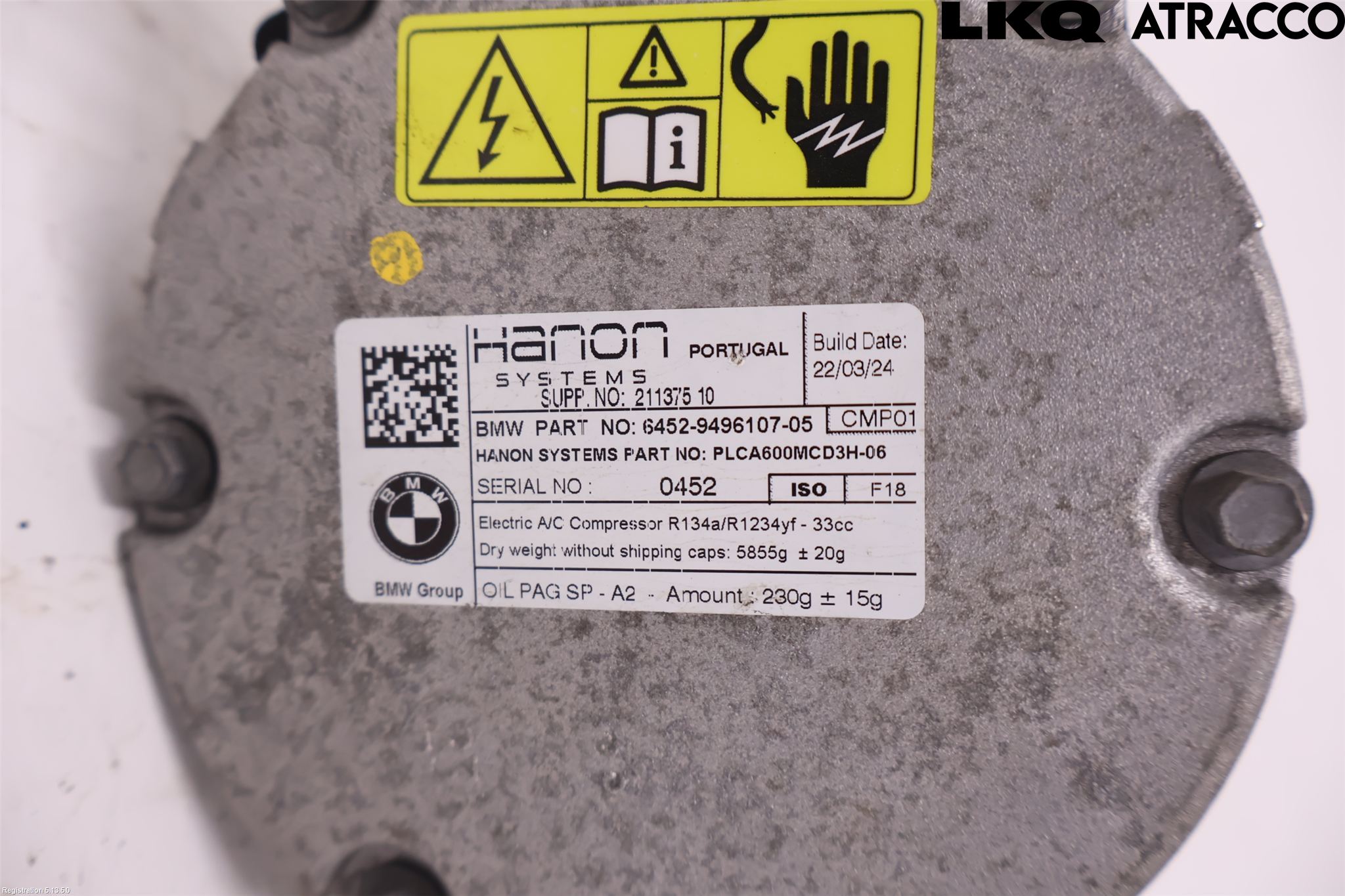 BMW i3 I01 13-22 Varme Ac Kompressor