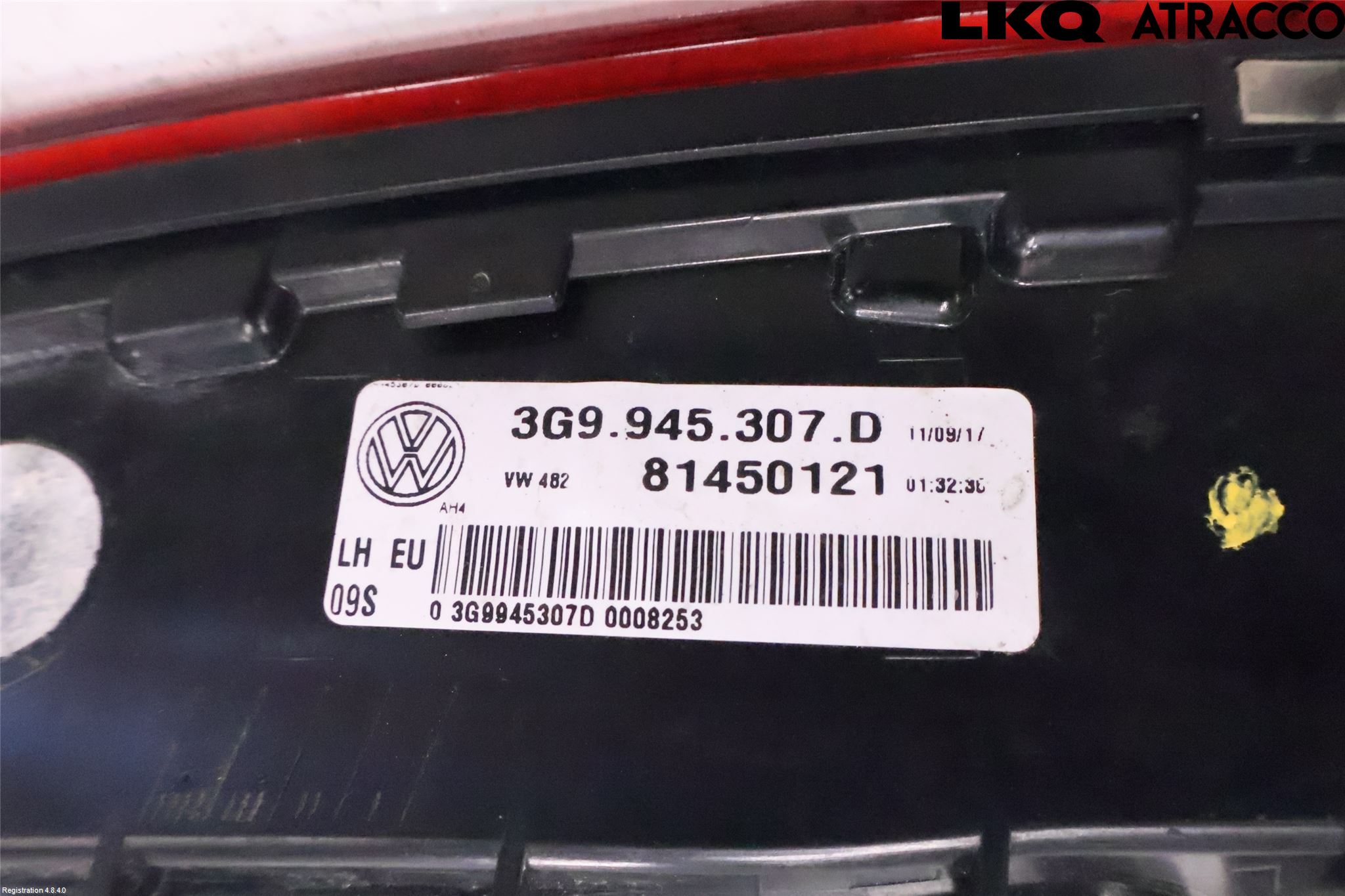 Volkswagen VW PASSAT 15-19 Baklykt Venstre  På Luke(Indre